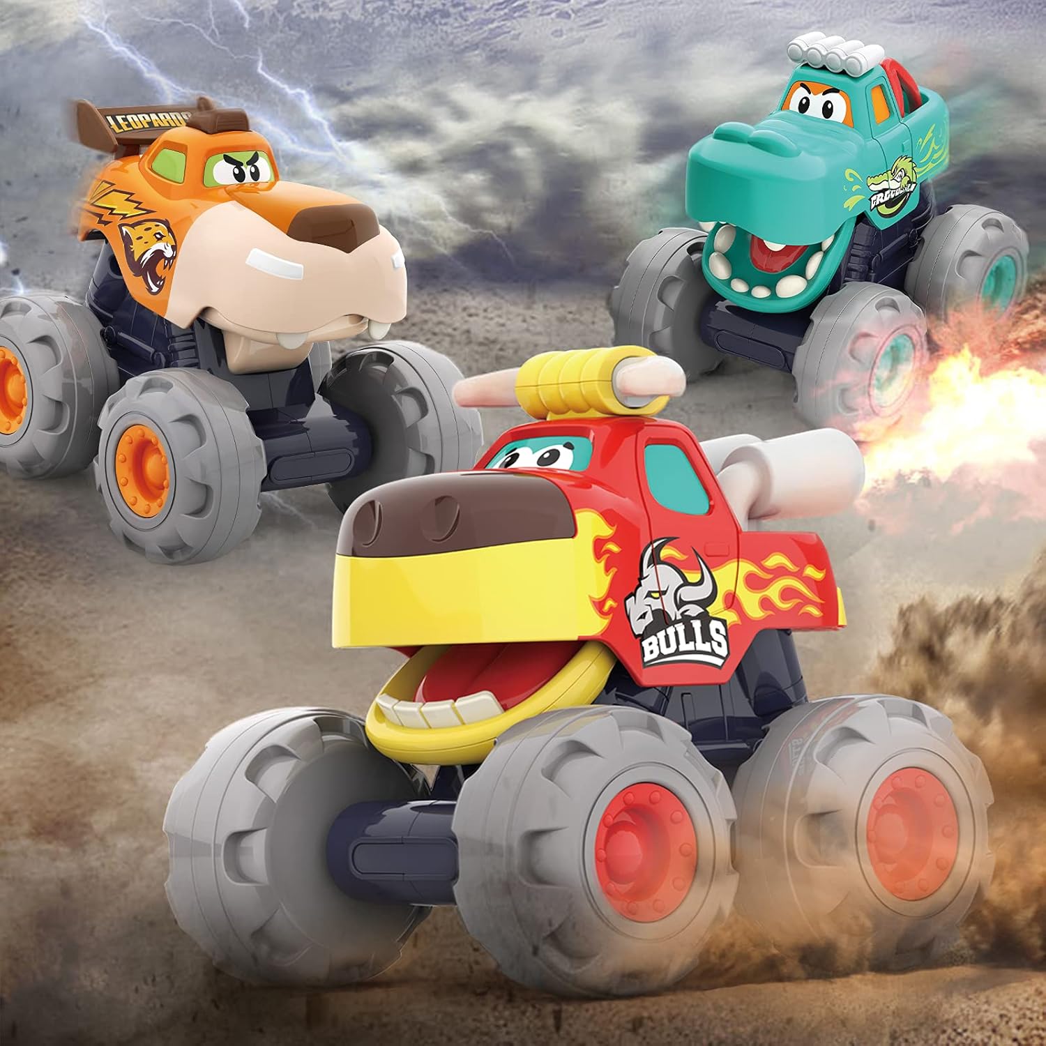 Pull-Back Monster Truck Speelgoed | Educatief Speelgoed Auto voor Peuters van 1-4 Jaar