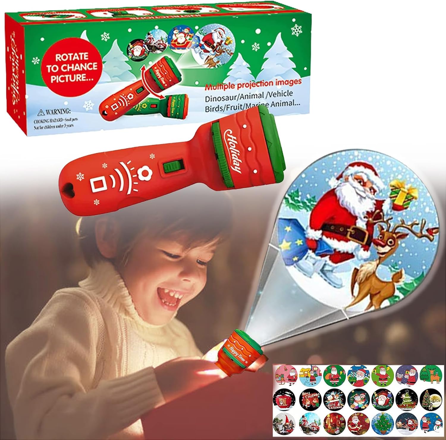 Kerst zaklamp projector | 24 beelden feest speelgoed kind