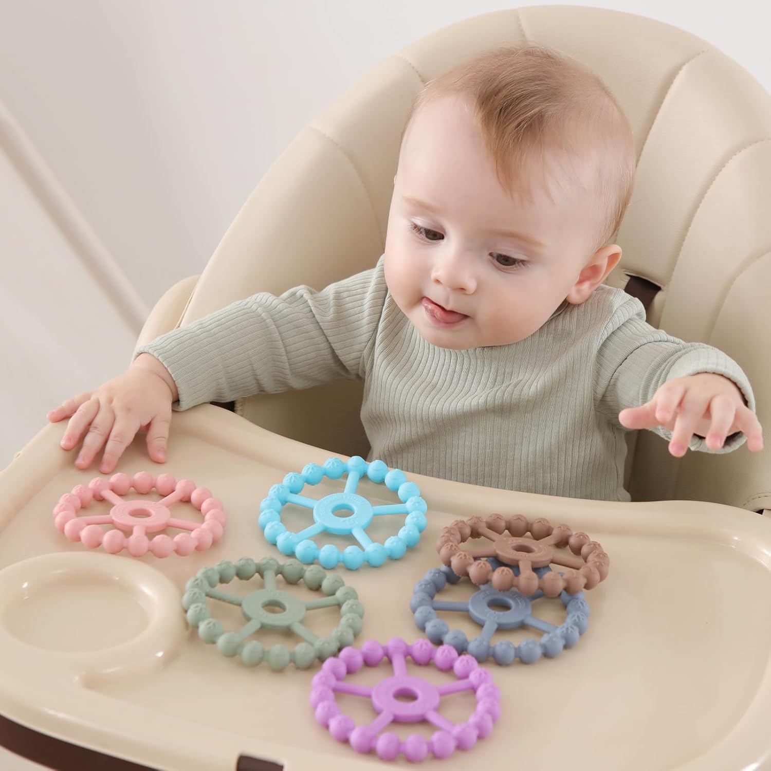 3 Stuks Siliconen Bijtringen voor Baby's van 0-24 Maanden - Zacht Bijtspeelgoed met 5 Texturen voor Jongens en Meisjes - Pijnverlichting bij Doorkomende Tandjes
