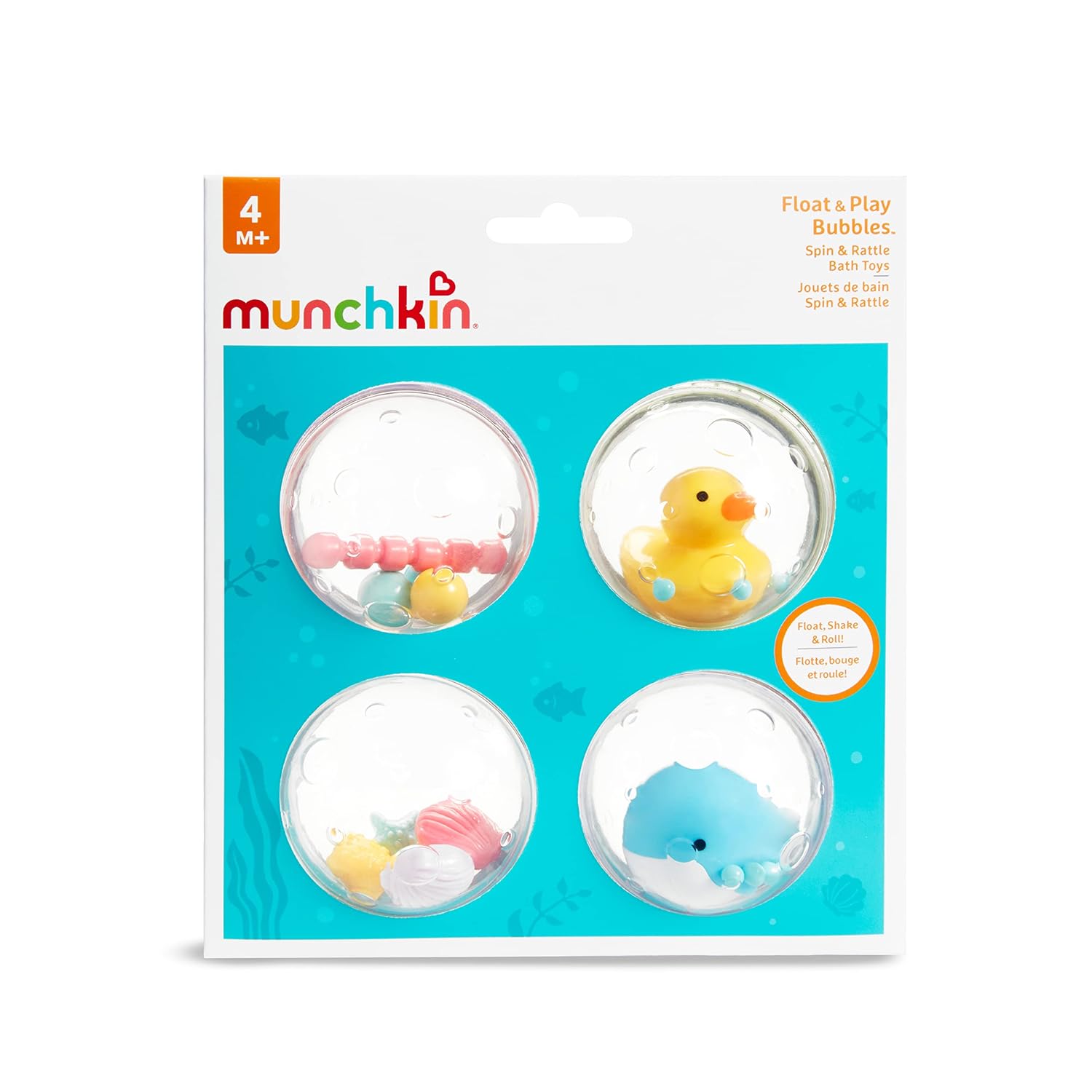 4-Delige Drijvende Bad Speelgoed Set voor Baby’s | Stimuleert Zintuigen Met Getextureerde Ringen & Kleurrijke Bubbels | Veilig en Leuk voor Baby’s van 4+ Maanden