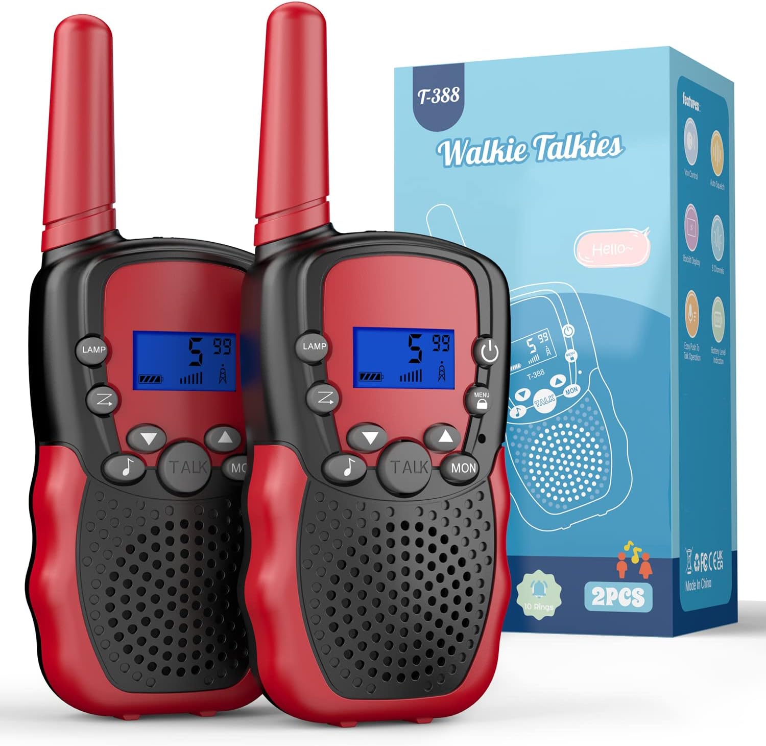 Walkie Talkies Kinderen | 22 Kanalen & LCD Zaklamp | 2-Way Radio Speelgoed 3-12 Jaar, Bereik 3 km