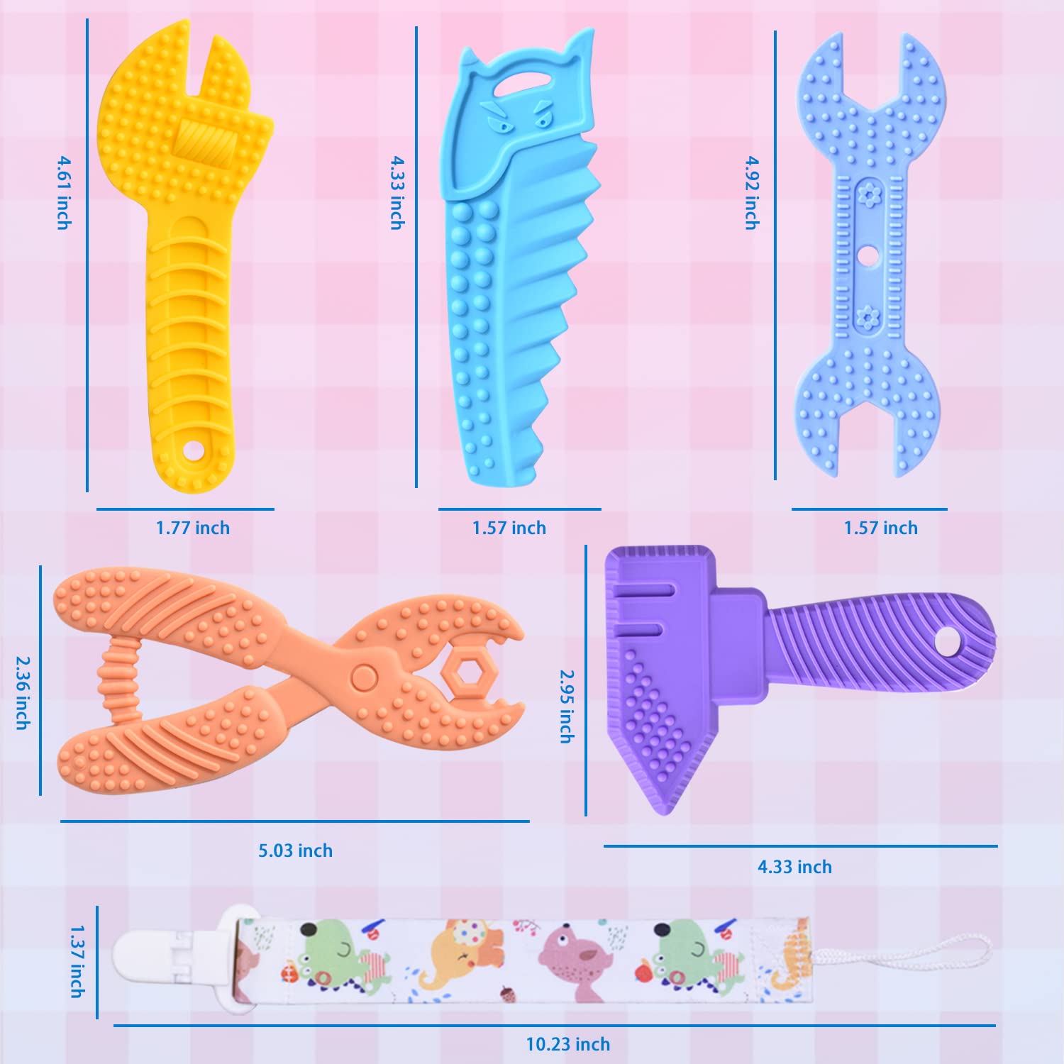 5-Pack Cadeau Set Hamer, Sleutel, Schaar | Tandvlees Speelgoed voor Baby's 0-6 / 6-12 Maanden | BPA-vrije Siliconen Bijtspeeltjes