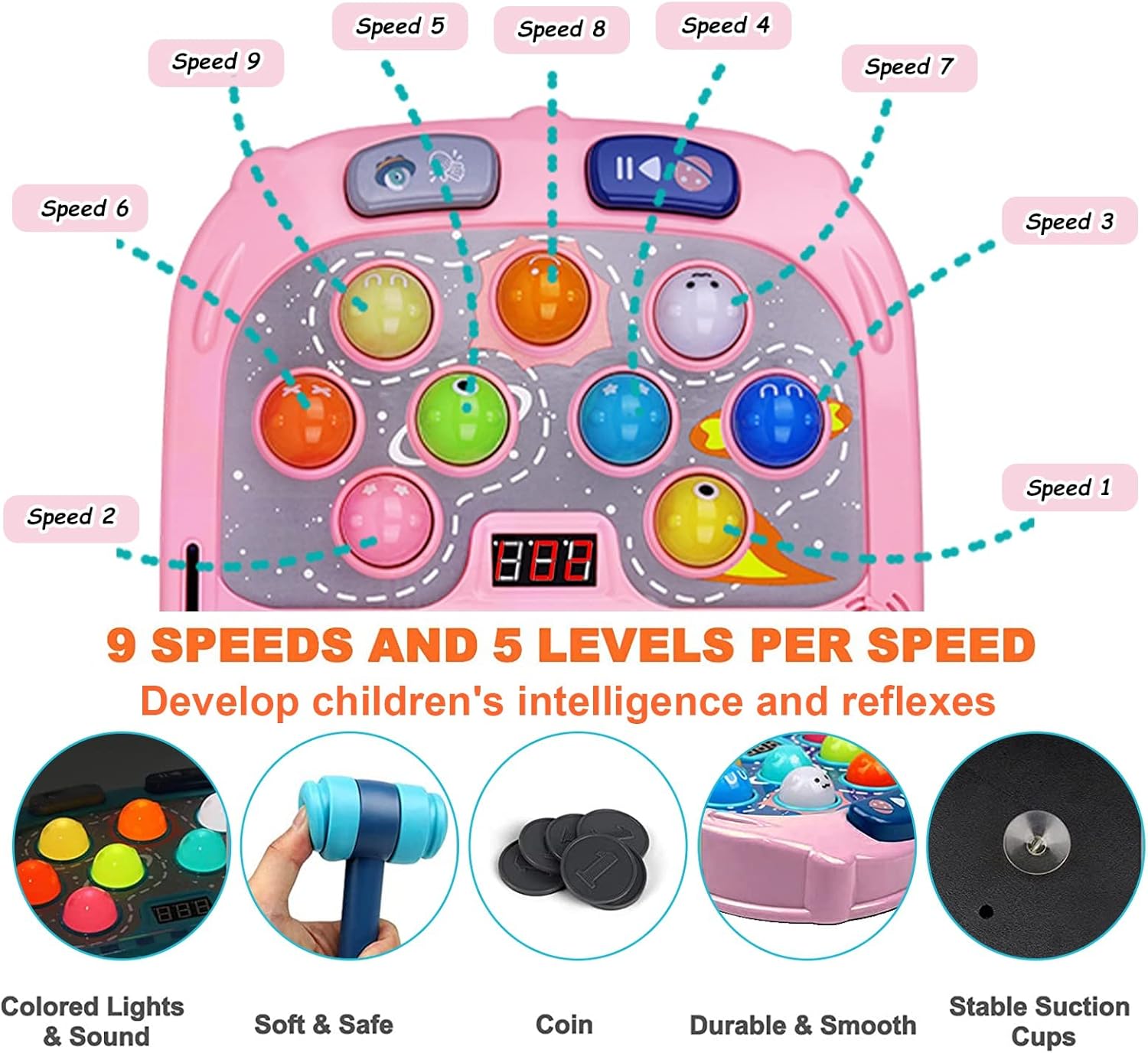 Whack-a-Mole spel | Interactief hamer spel met licht & geluid voor kinderen