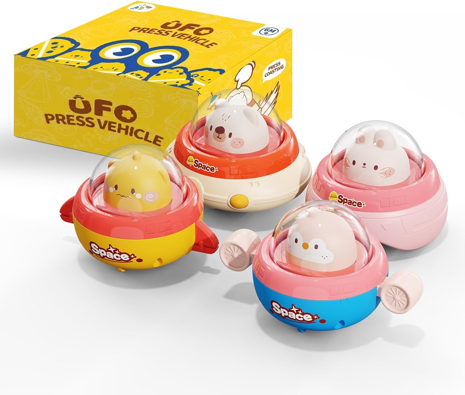 Dier-Thema Druk & Ga Auto's | Baby Speelgoed 6-36 Maanden | Perfect voor Reizen of Speeltijd