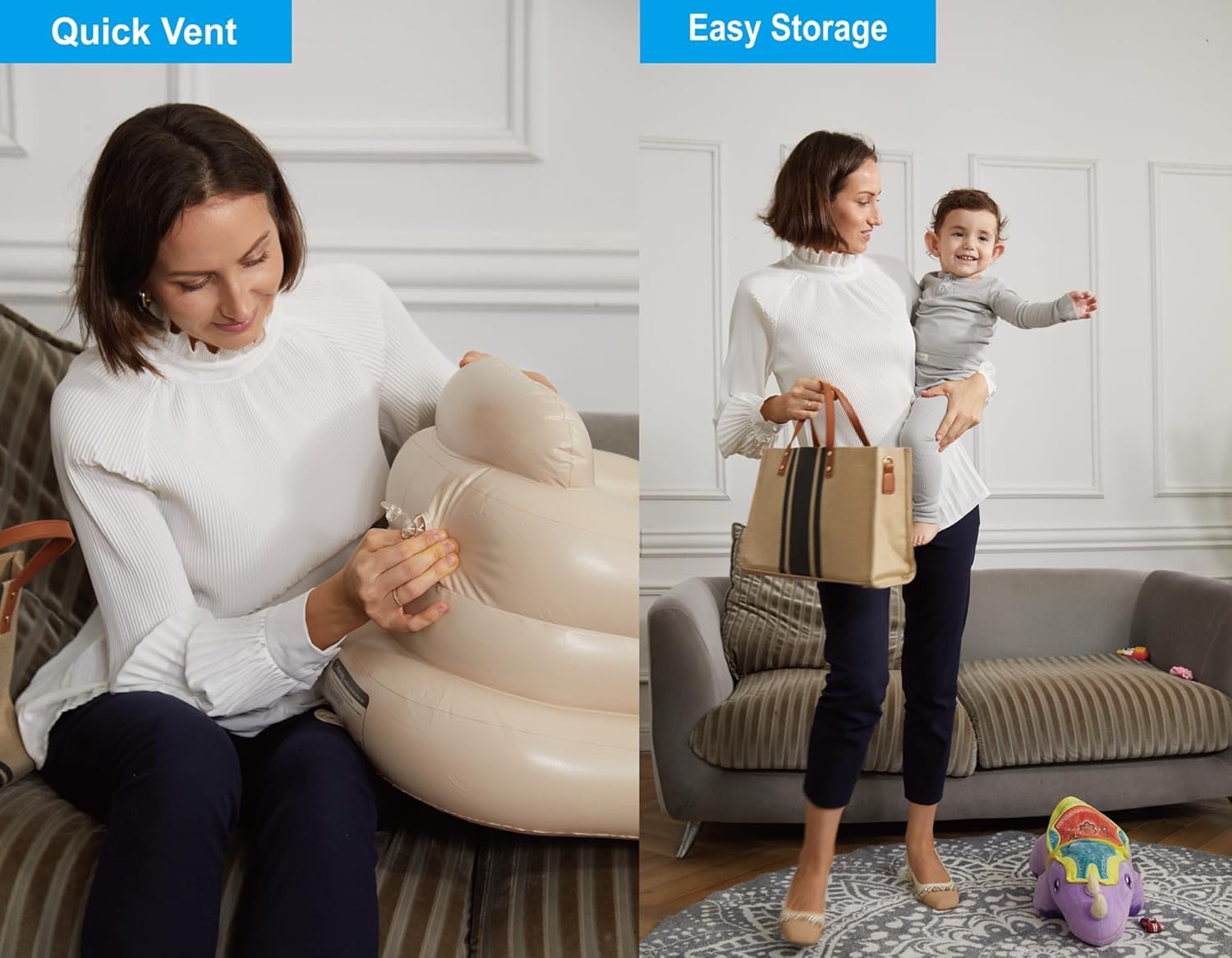 Opblaasbare Baby Zitstoel met Ingebouwde Pomp | Vloerstoel Ideaal om te Zitten en Leren Spelen voor Baby's vanaf 3 Maanden