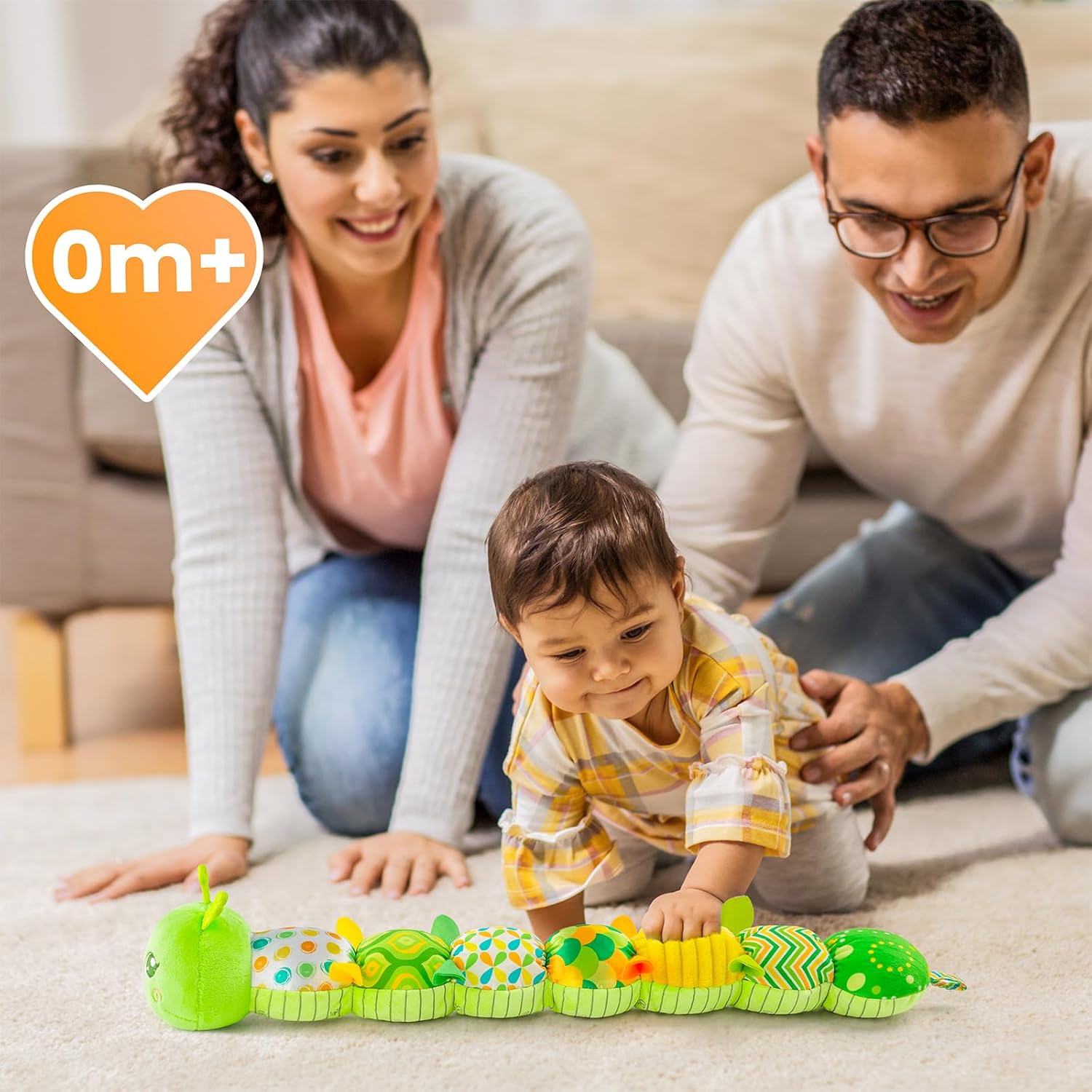 Pluche Musicale Rups voor Baby's | Multi-Sensorisch Activiteit Speelgoed met Kraakgeluiden, Rammelaar en Texturen - Speelmat voor 0-3-6-12 Maanden