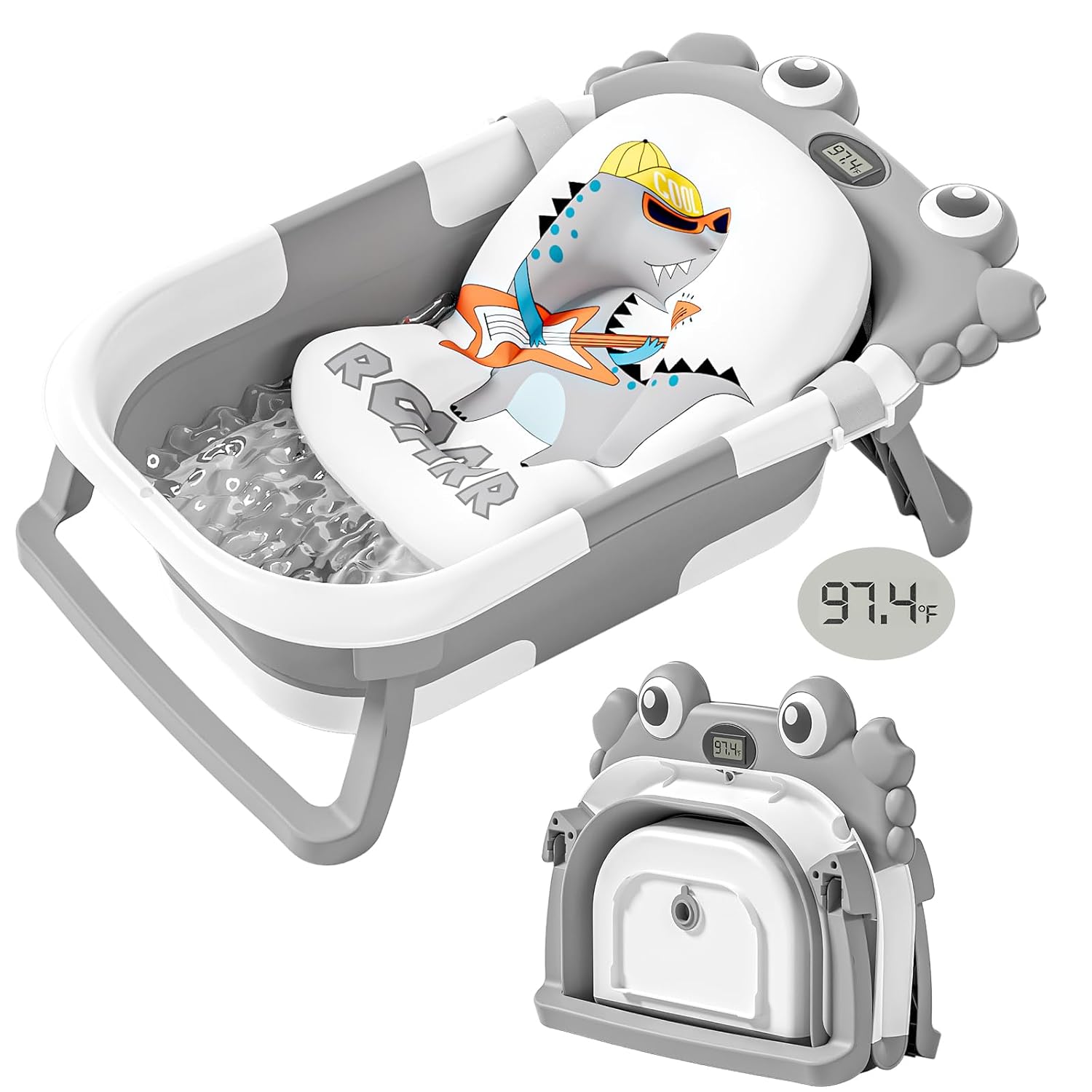 Inklapbaar babybad met thermometer | draagbaar opvouwbaar reisbad 0-36 maanden