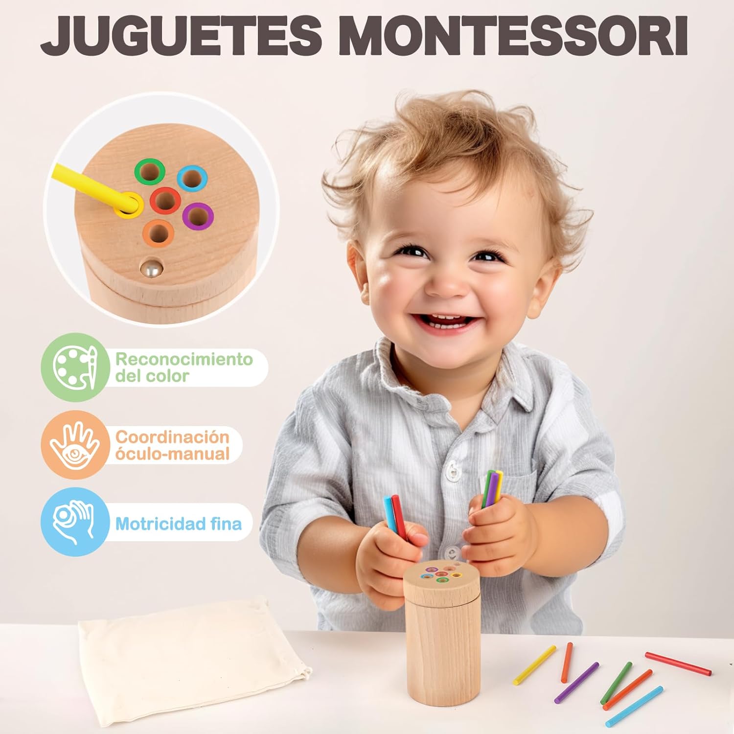 Montessori Kleur- en Sorteerspel | Houten Educatief Speelgoed voor Peuters 2-3 jaar