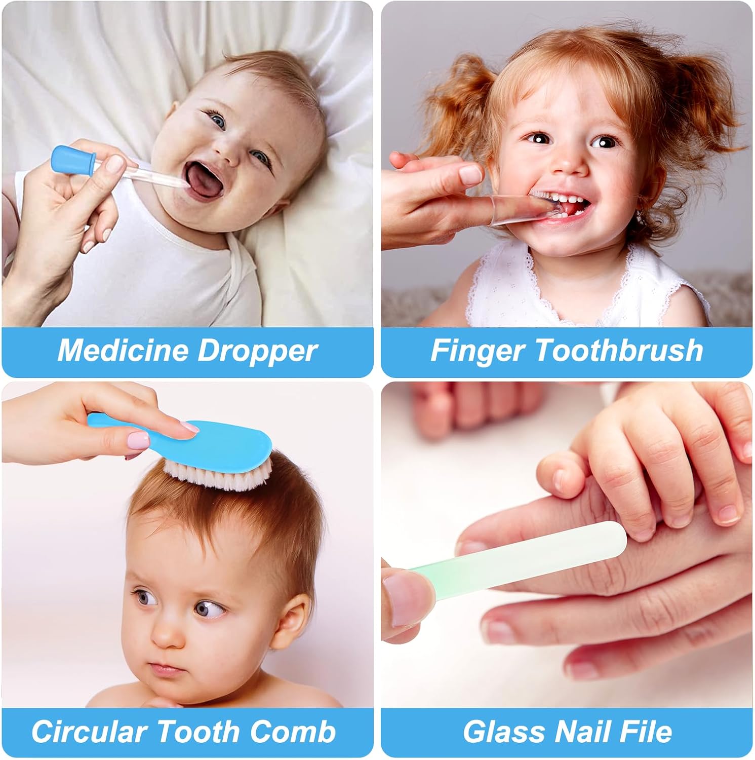 Baby Verzorgingsset voor Veiligheid | Borstel, Kam, Nagelknipper, Neusaspirator Essentiële Verzorgingskit voor Pasgeborenen