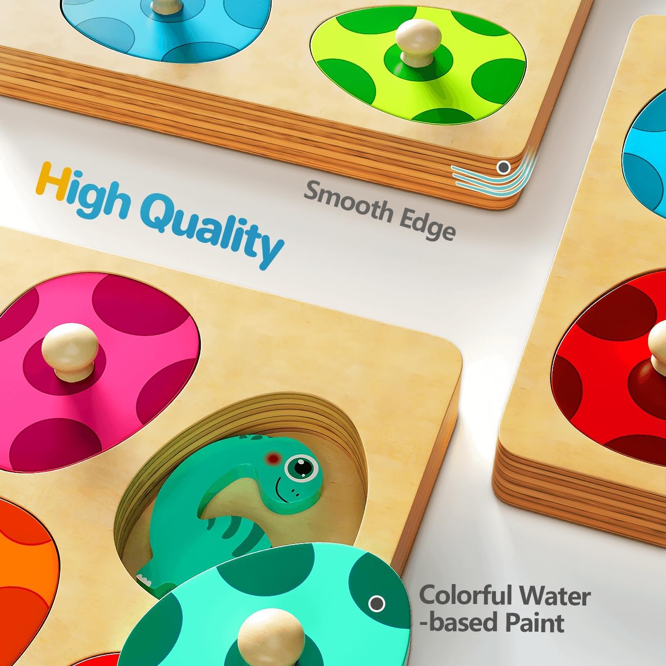 Dino Match Eieren Puzzel | Montessori Houten Puzzels voor Peuters van 1-3 Jaar