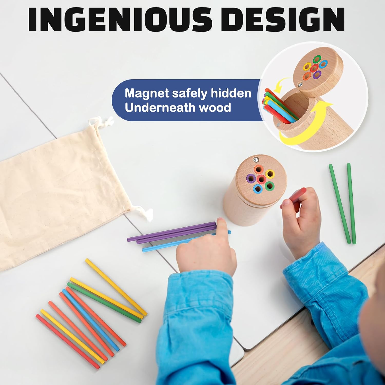 Montessori Kleur- en Sorteerspel | Houten Educatief Speelgoed voor Peuters 2-3 jaar