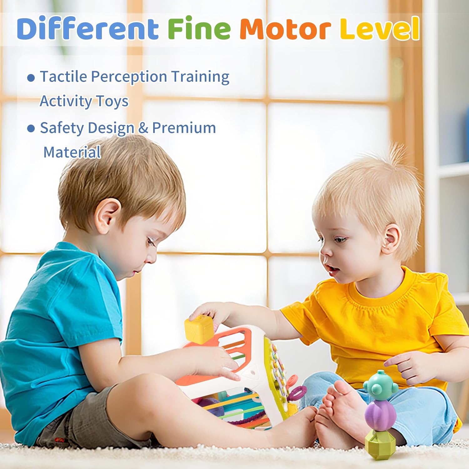 Montessori Sorteerbox voor Baby's van 1 Jaar - Sensorisch Speelgoed met Elastische Banden voor Jongens en Meisjes - Educatieve Vormenstoof als Verjaardagscadeau