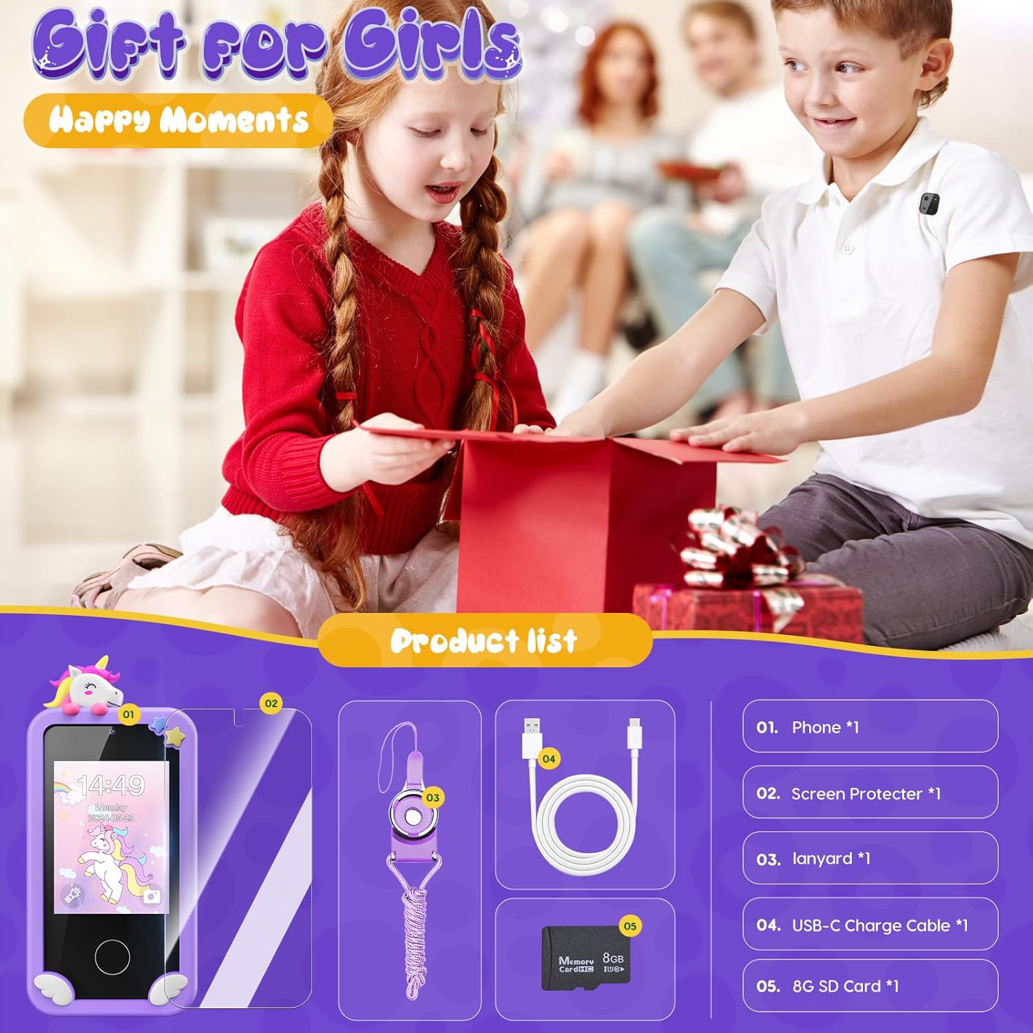 Kids Speelgoed Telefoon | Educatieve Mobiele Telefoon voor Jongens 3-9 Jaar | 16 Leerspellen | Camera & Muziekspeler | Kerstcadeau