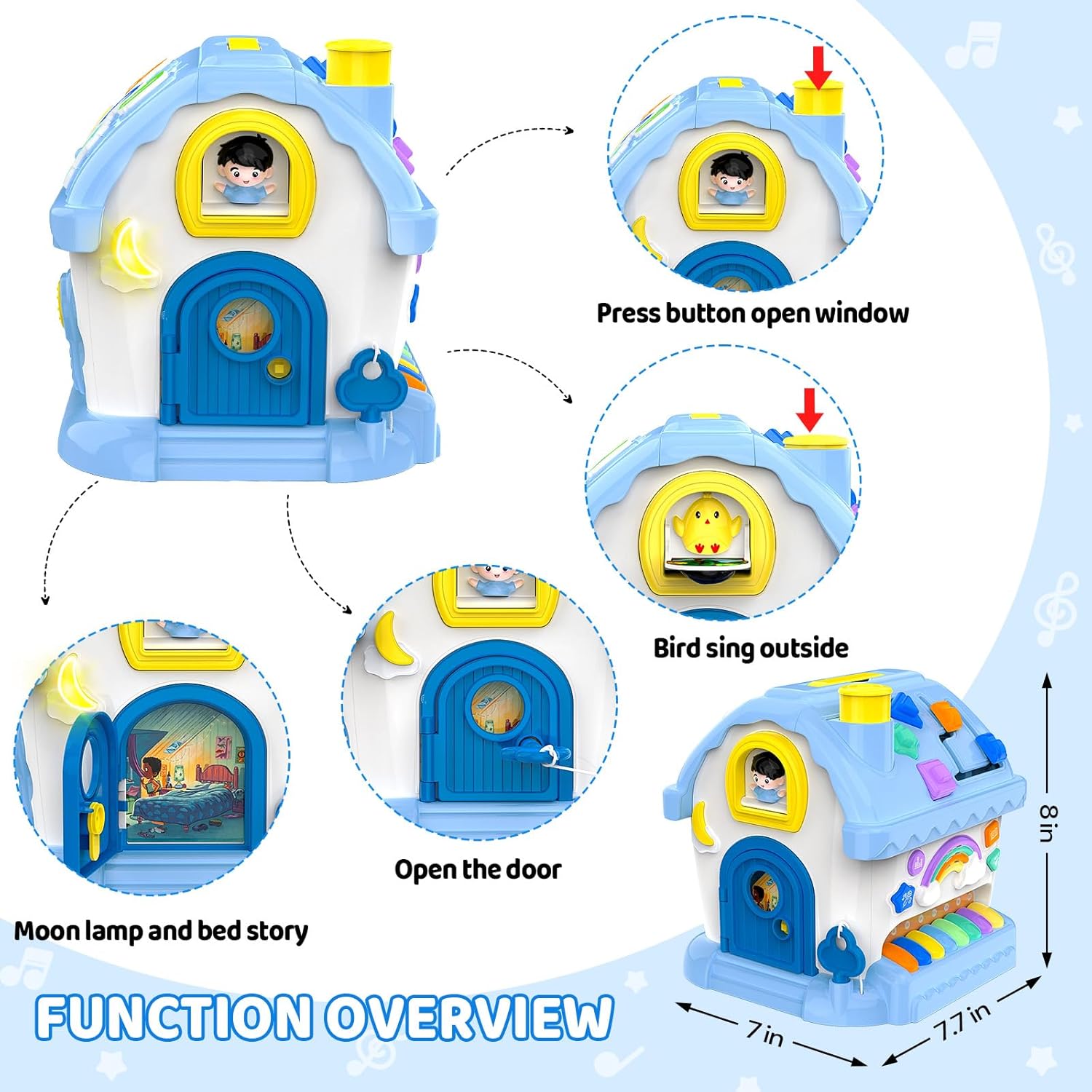 Montessori muzikaal huis | 12-in-1 leerspeelgoed voor baby’s 6-24 maanden