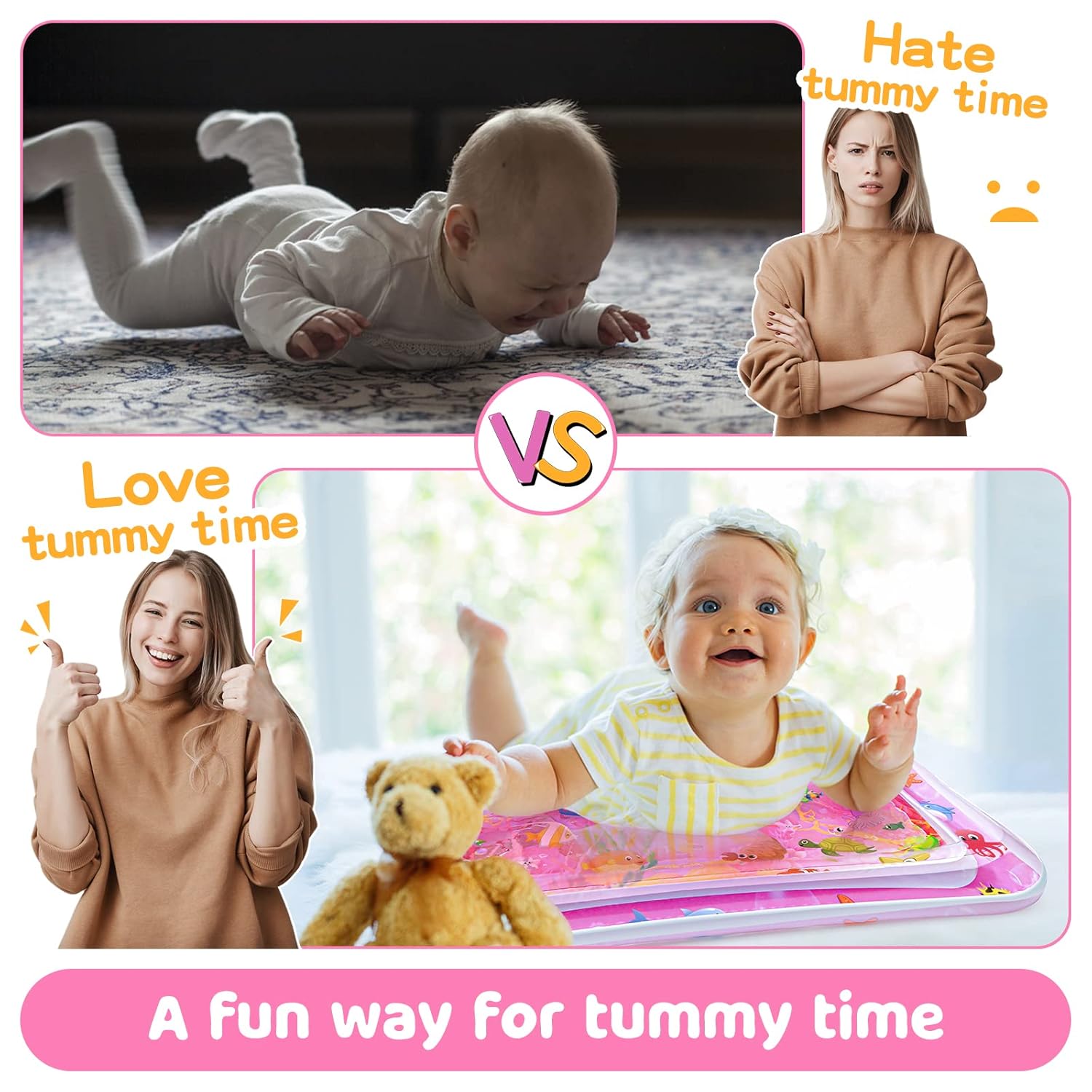 Tummy Time Water Mat丨Inflatable Tummy Time Water Play Mat for Babies, Infants and Toddlers 3 to 12 Months Promote Development Toys Baby Gifts