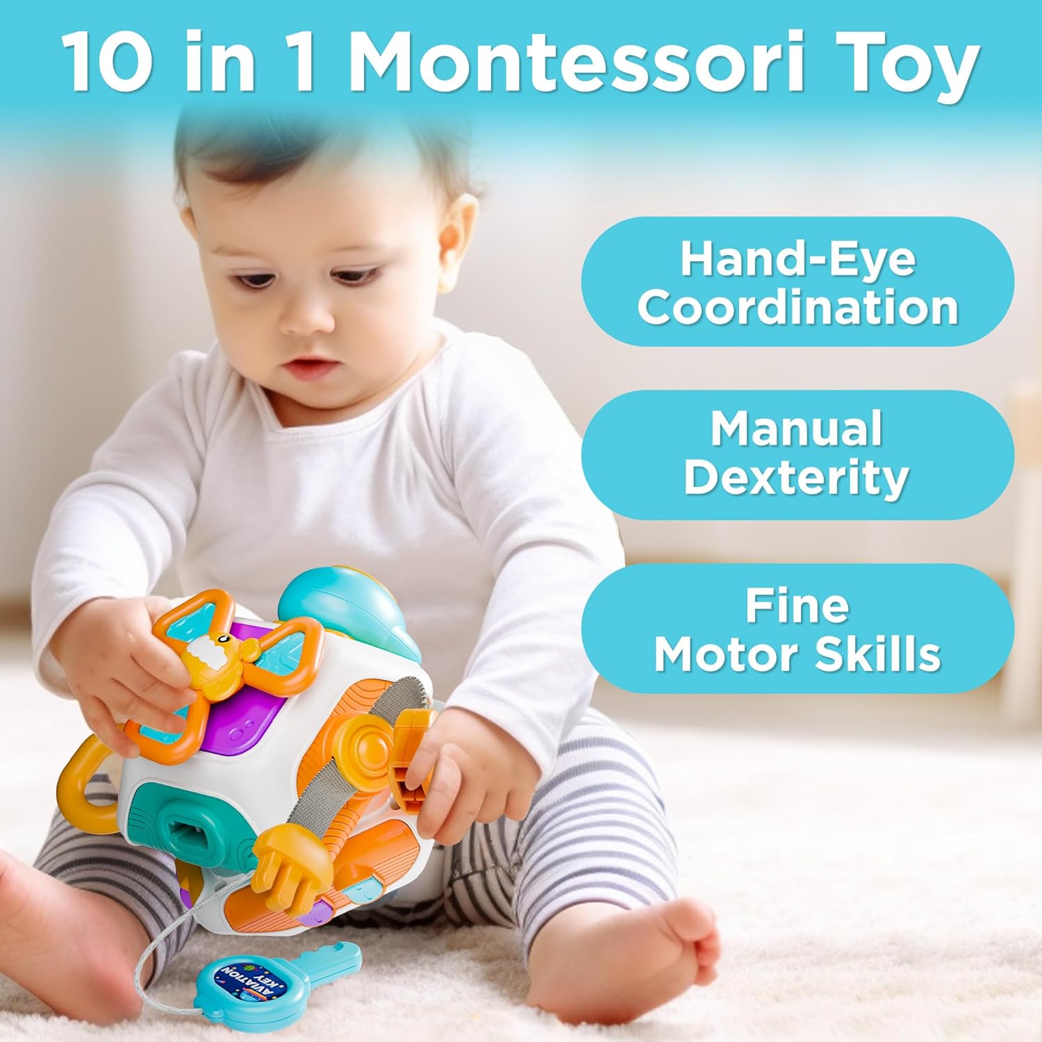 10-in-1 Baby Activiteitenkubus | Montessori Reisspeelgoed voor Peuters 6-36 Maanden | Educatief Cadeau