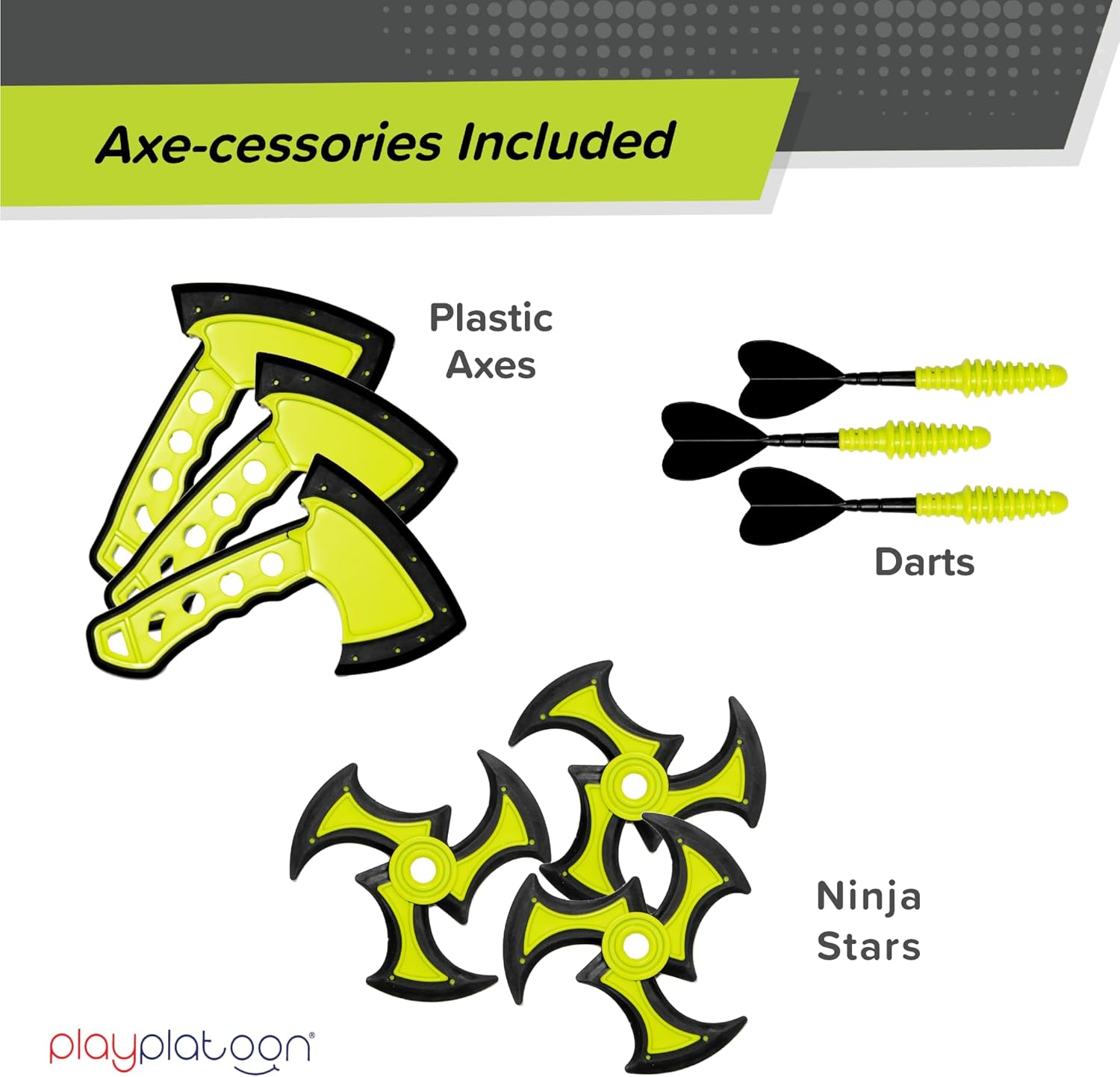 Bijl Werpspel voor Kinderen | Buitenspel met plastic bijlen, ninja sterren & darts