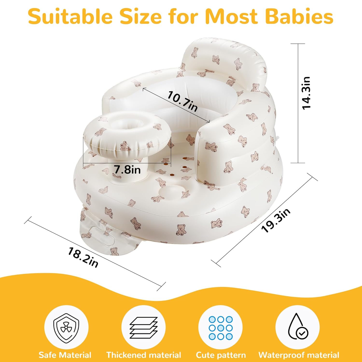 Opblaasbare Vloer Baby Zitstoel met Dienblad | Baby Stoel om te Leren Zitten met Ingebouwde Luchtpomp voor Baby's vanaf 3 Maanden