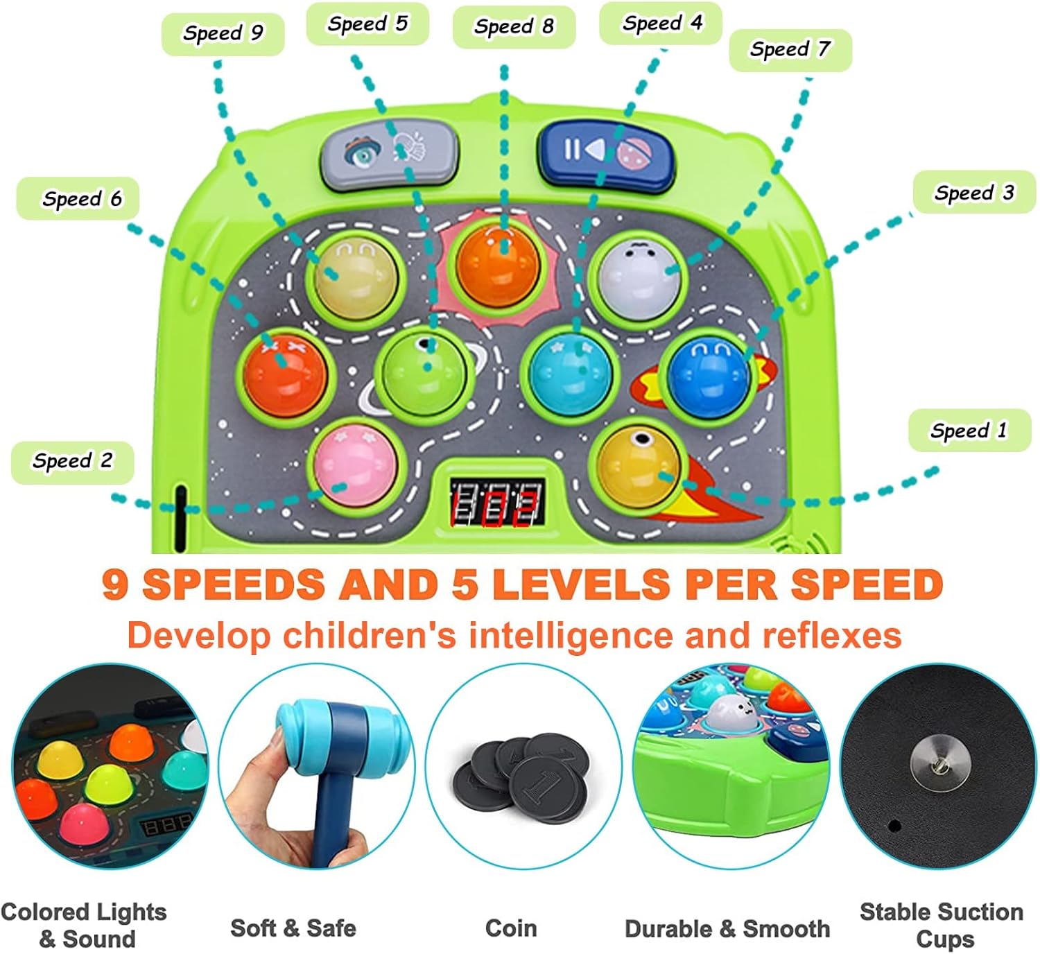 Whack-a-Mole spel | Interactief hamer spel met licht & geluid voor kinderen