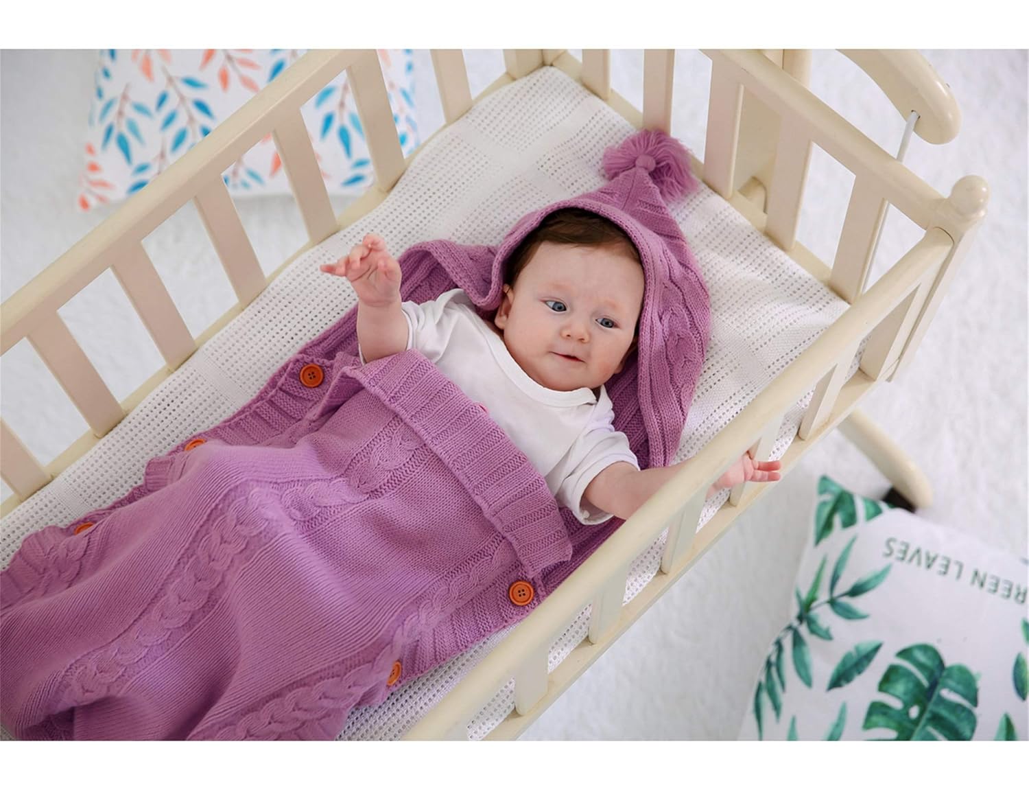 Gebreide baby wikkeldeken|Slaapzak 0-6 maanden voor kinderwagen