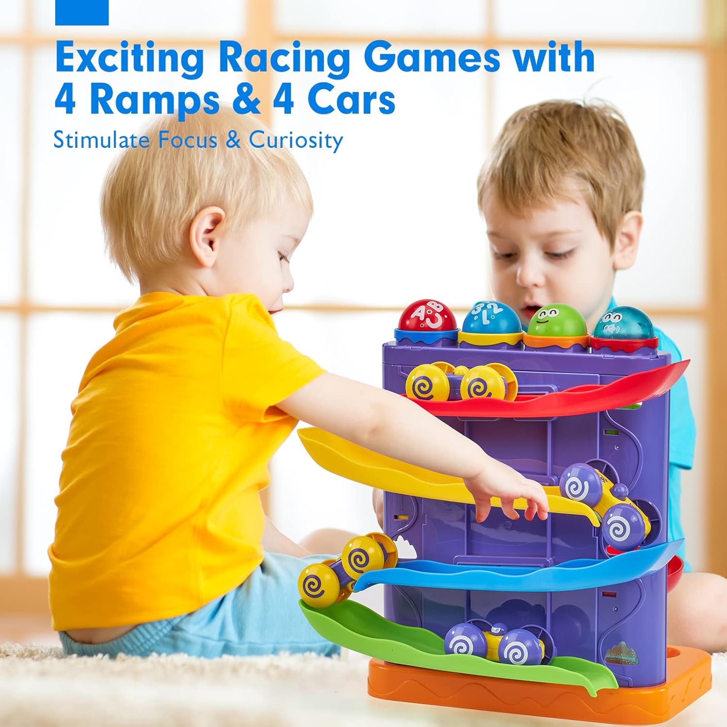 2-in-1 Hamerbal & Auto-Ramp Speelgoed | Montessori Leer Cadeau voor 1-3 Jaar | STEM Ontwikkelingsspeelset
