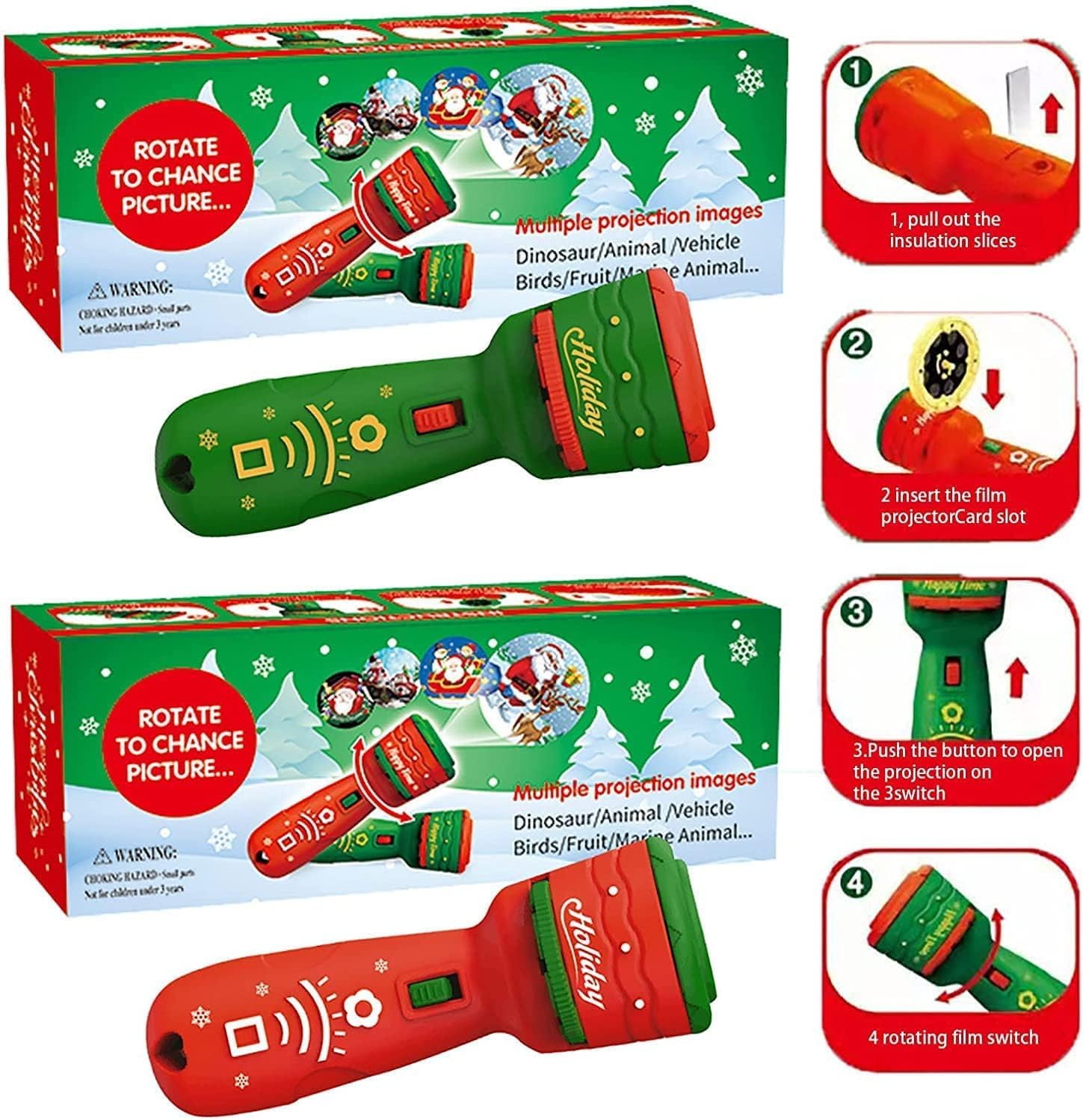 Kerst zaklamp projector | 24 beelden feest speelgoed kind