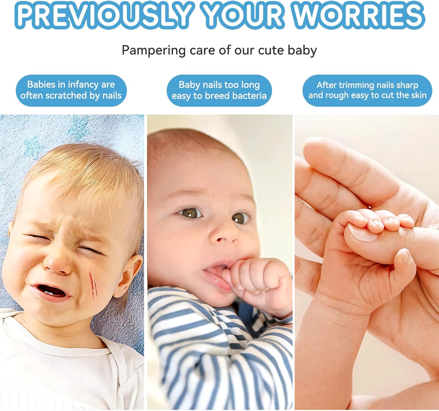 Elektrische baby nageltrimmer | 6-in-1 nagelvijl & manicure set voor baby en volwassenen