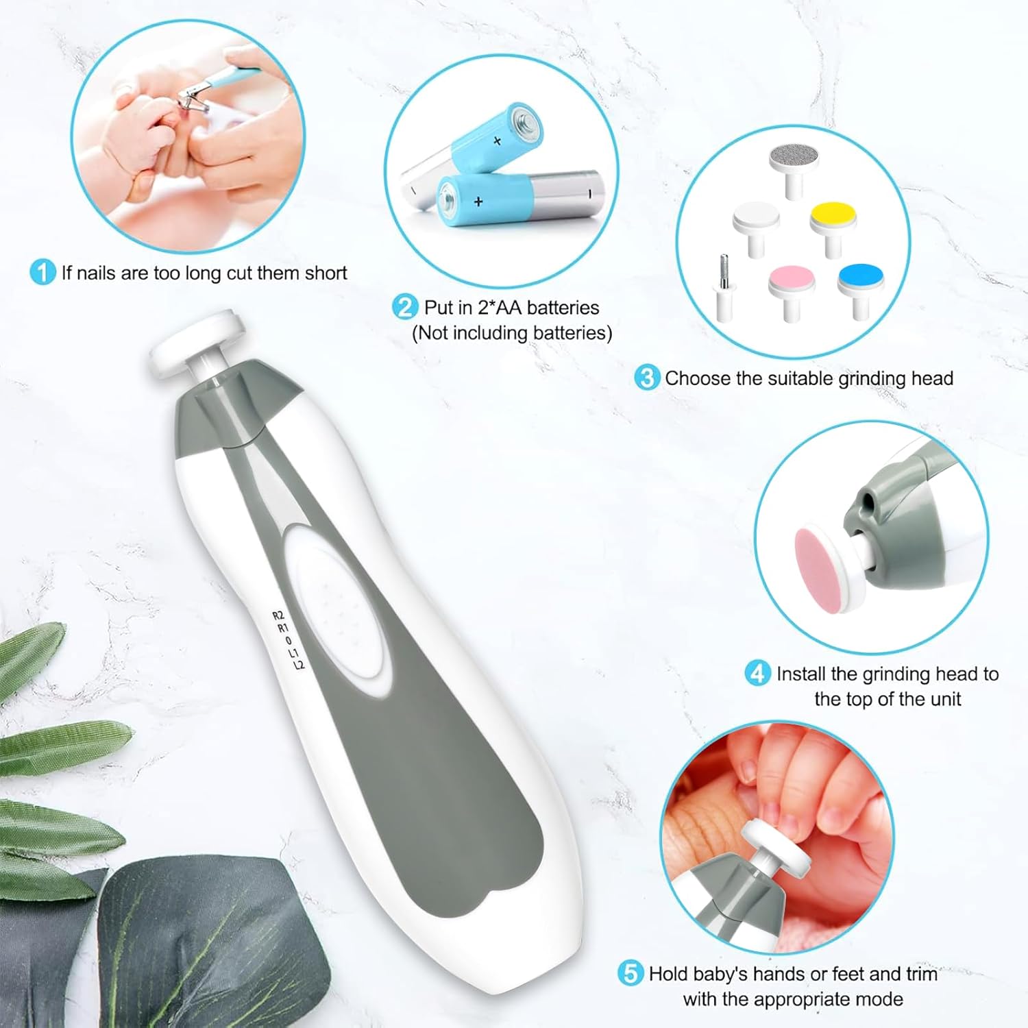 Elektrische baby nageltrimmer | 6-in-1 nagelvijl & manicure set voor baby en volwassenen