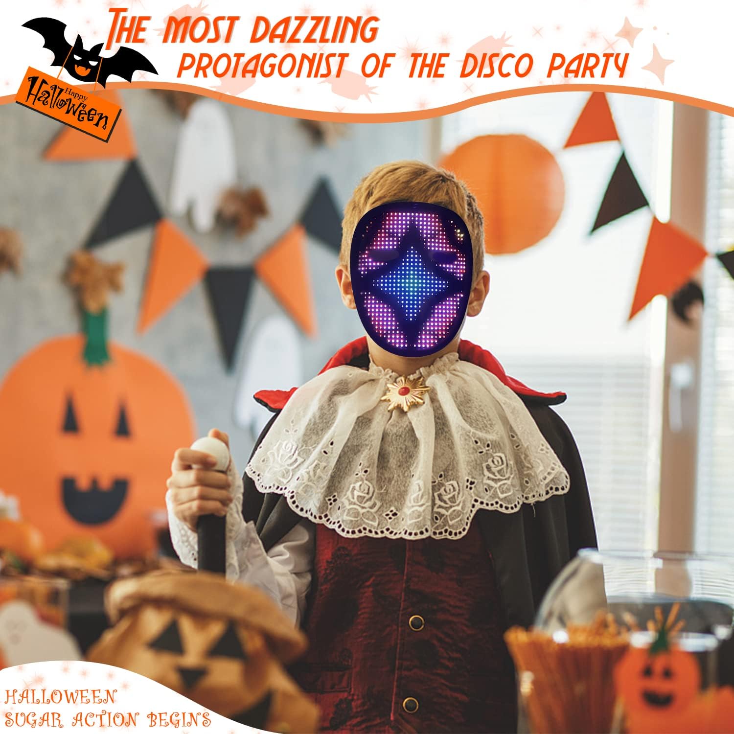 LED masker met gebarenbediening | Lichtgevend masker voor cosplay & feest