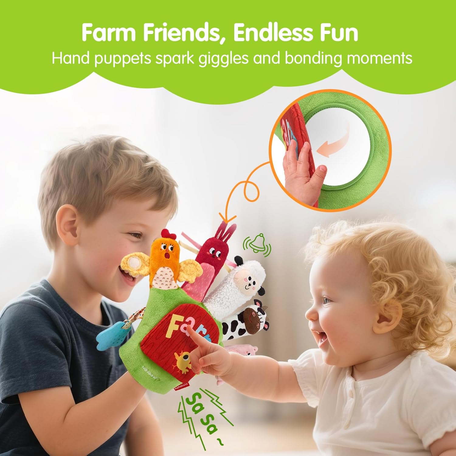Baby Sensory Farm Dieren Handpop | 6–12 Maanden