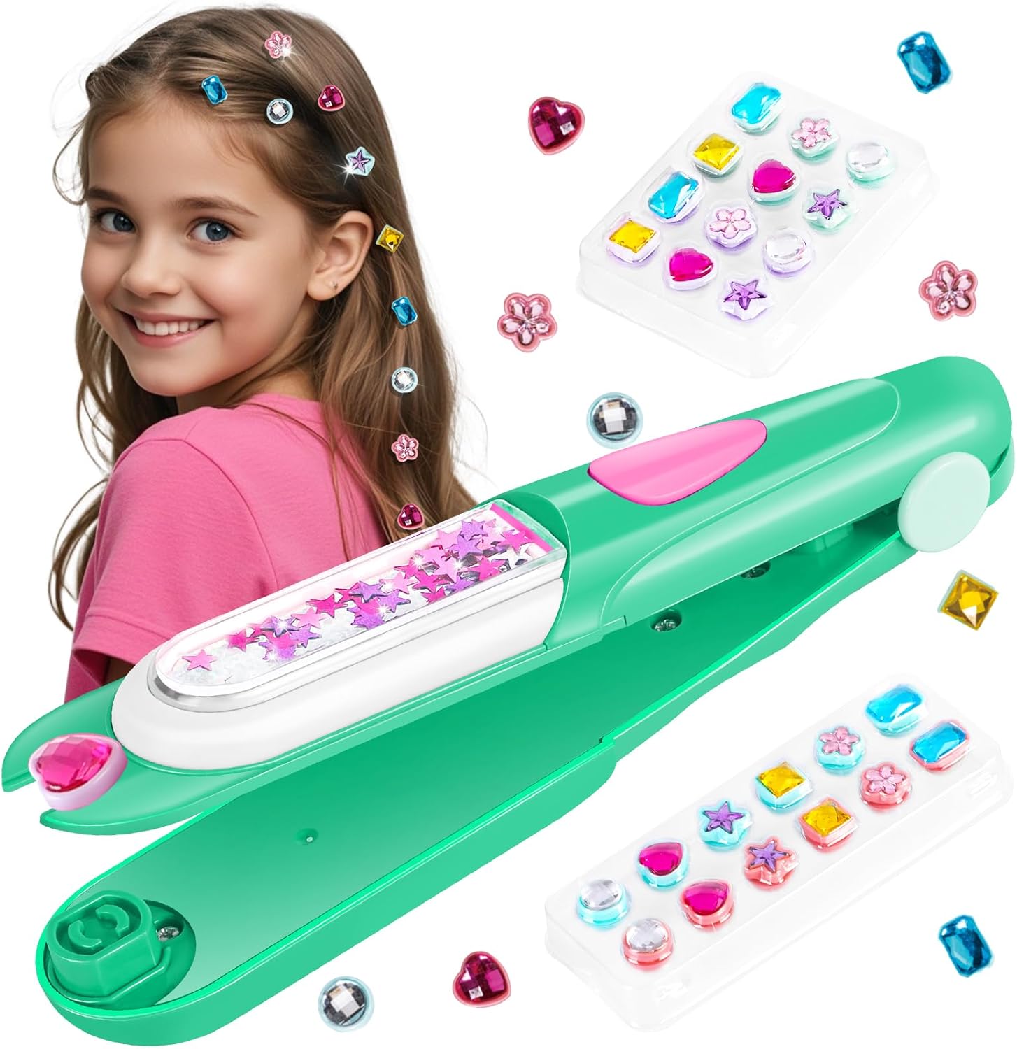 Haarjuwelen stempelkit | Stylingtool met herbruikbare diamanten voor meisjes