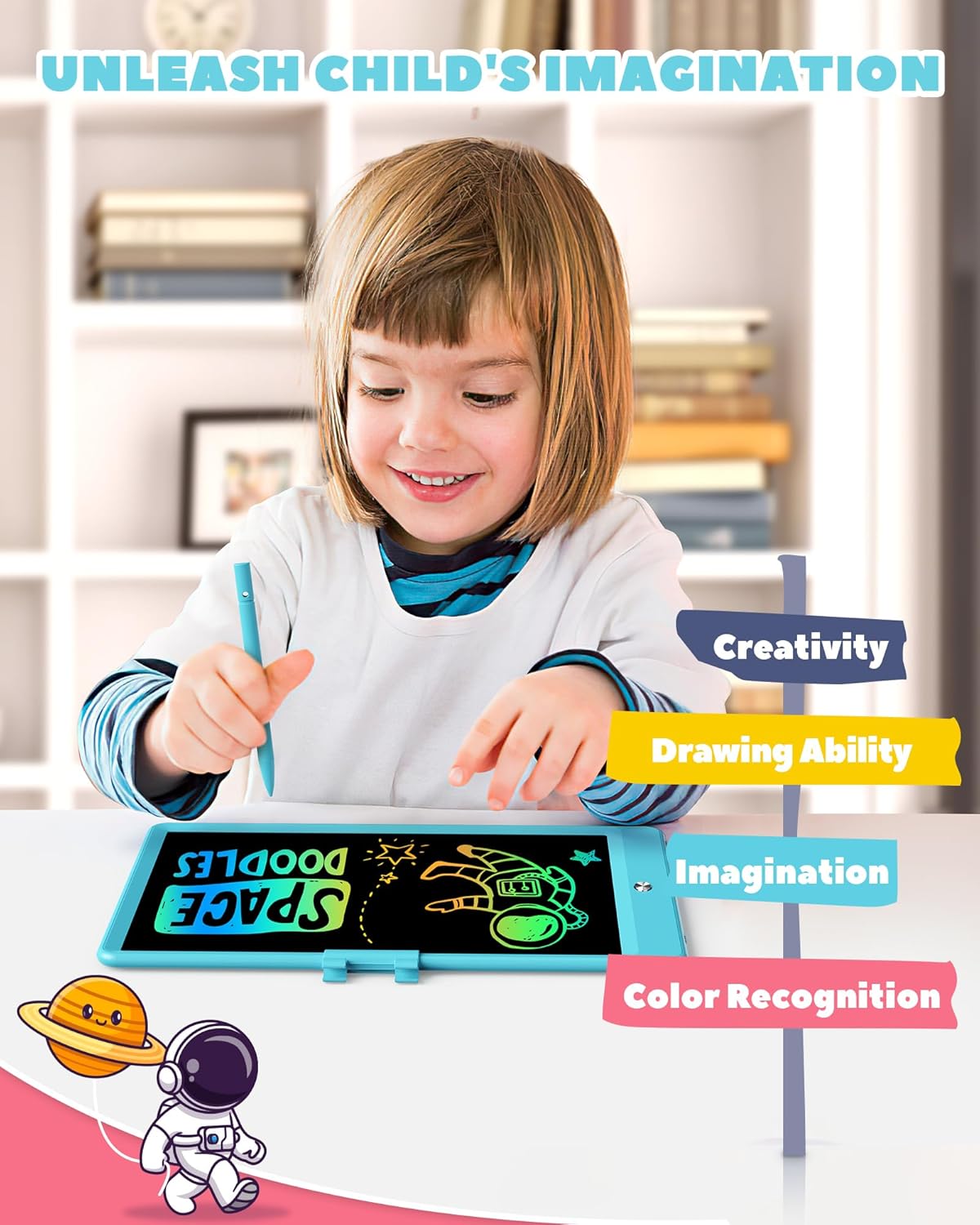 LCD Schrijftablet 10 Inch | Kleurrijk Elektronisch Tekenbord | Herbruikbare & Wisbare Doodle Tablet voor Kinderen