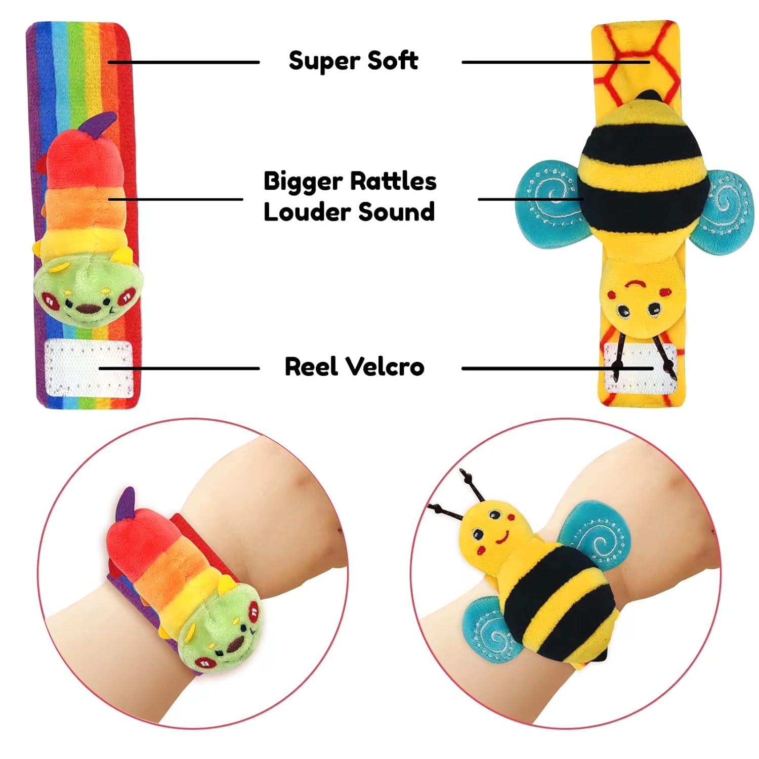 Baby Pols- en Sokken Rammelaar Voetvinder Set | Bug Series Sensorisch Speelgoed Voor Baby 0-12 Maanden