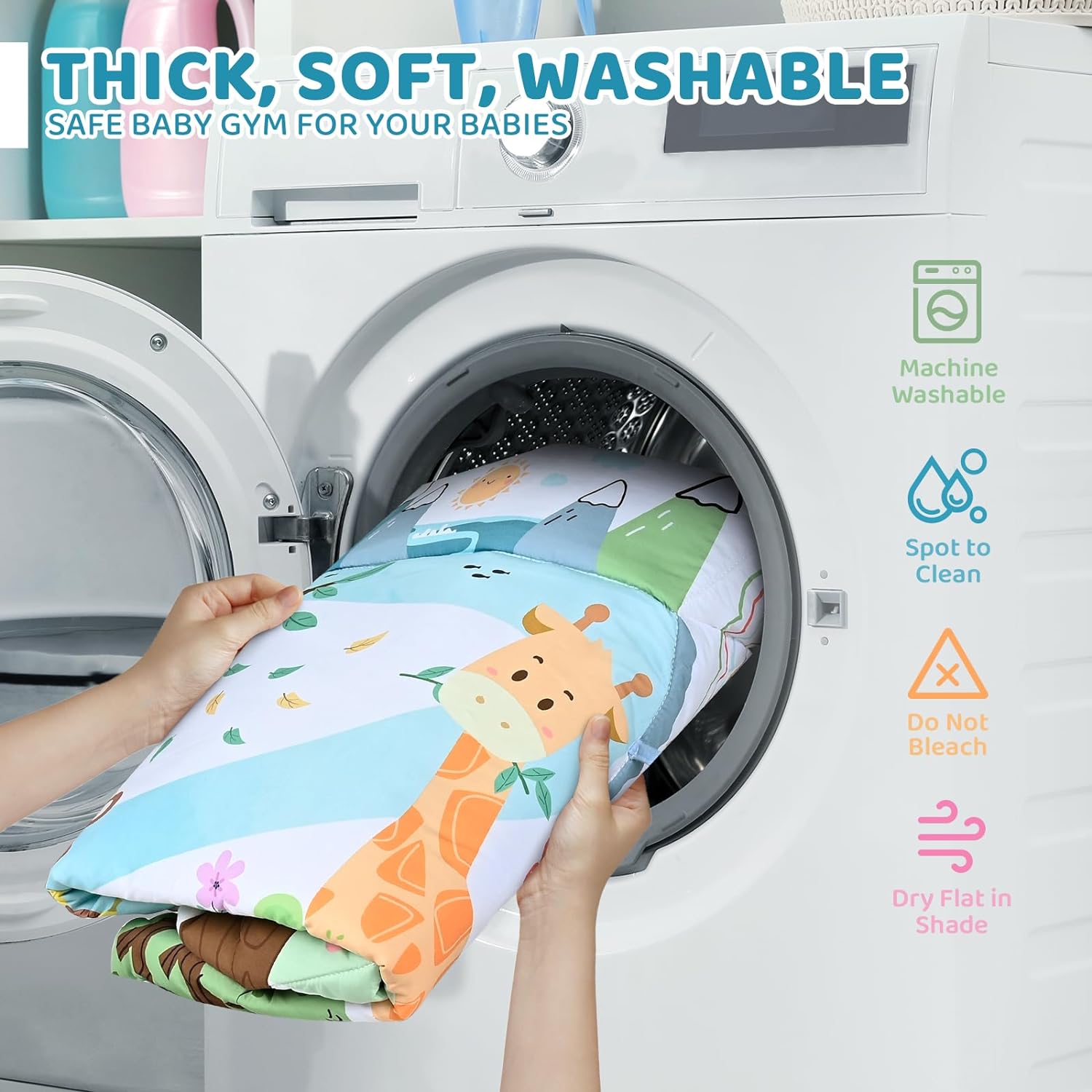 8-in-1 Buiktijd Speelkleed & Ballenbak met 6 Speeltjes | Baby Gym Speelmat Wasbaar Baby Activiteit voor Visuele, Gehoor-, Sensorische, Motorische Ontwikkeling, Cadeau voor Peuters
