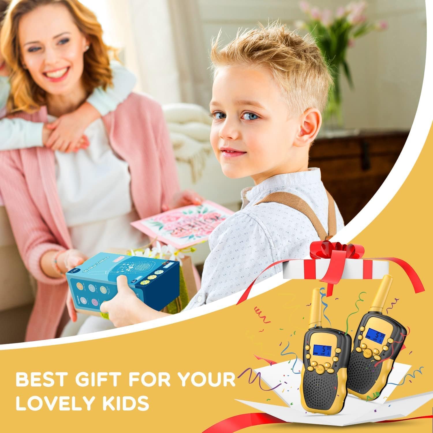 Walkie Talkies Kinderen | 22 Kanalen & LCD Zaklamp | 2-Way Radio Speelgoed 3-12 Jaar, Bereik 3 km