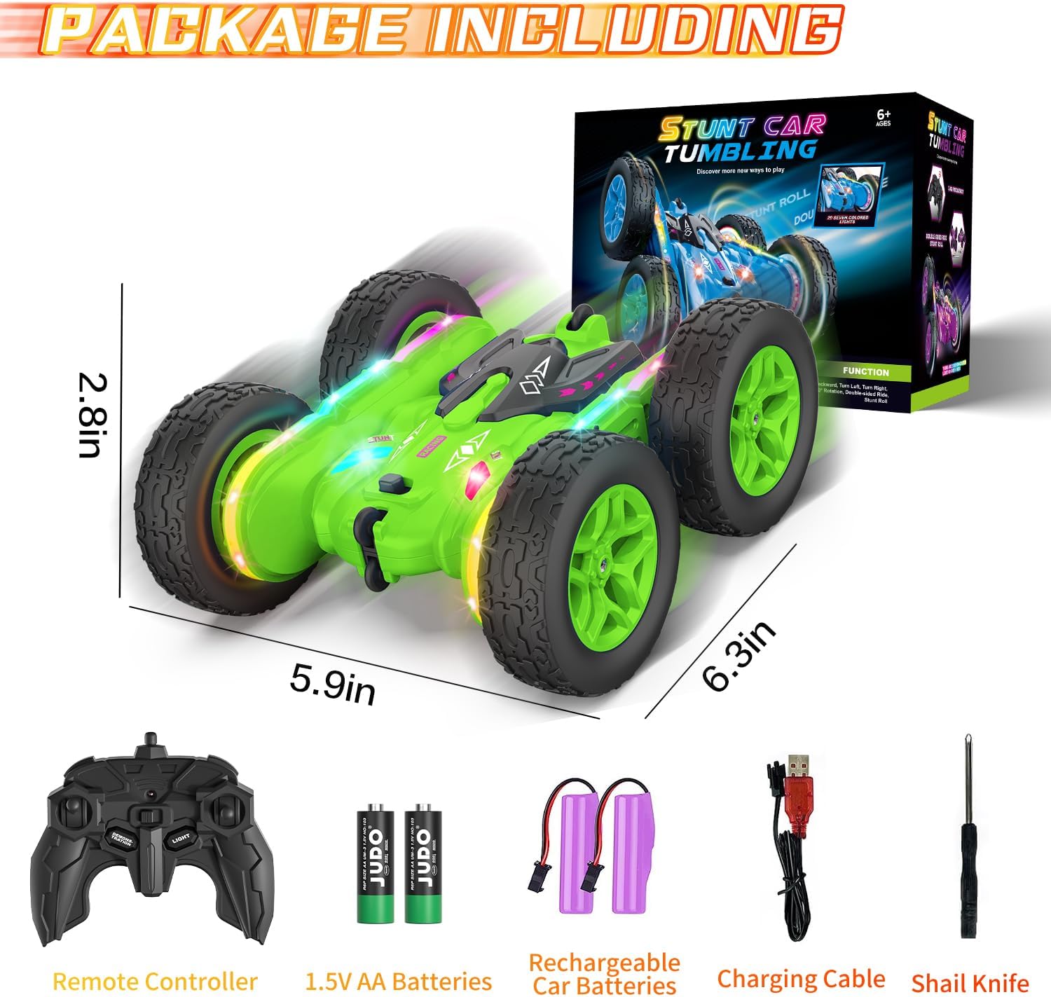 Afstandsbediening auto voor meisjes | 360° stunt RC auto met koplampen & 4WD roze speelgoed