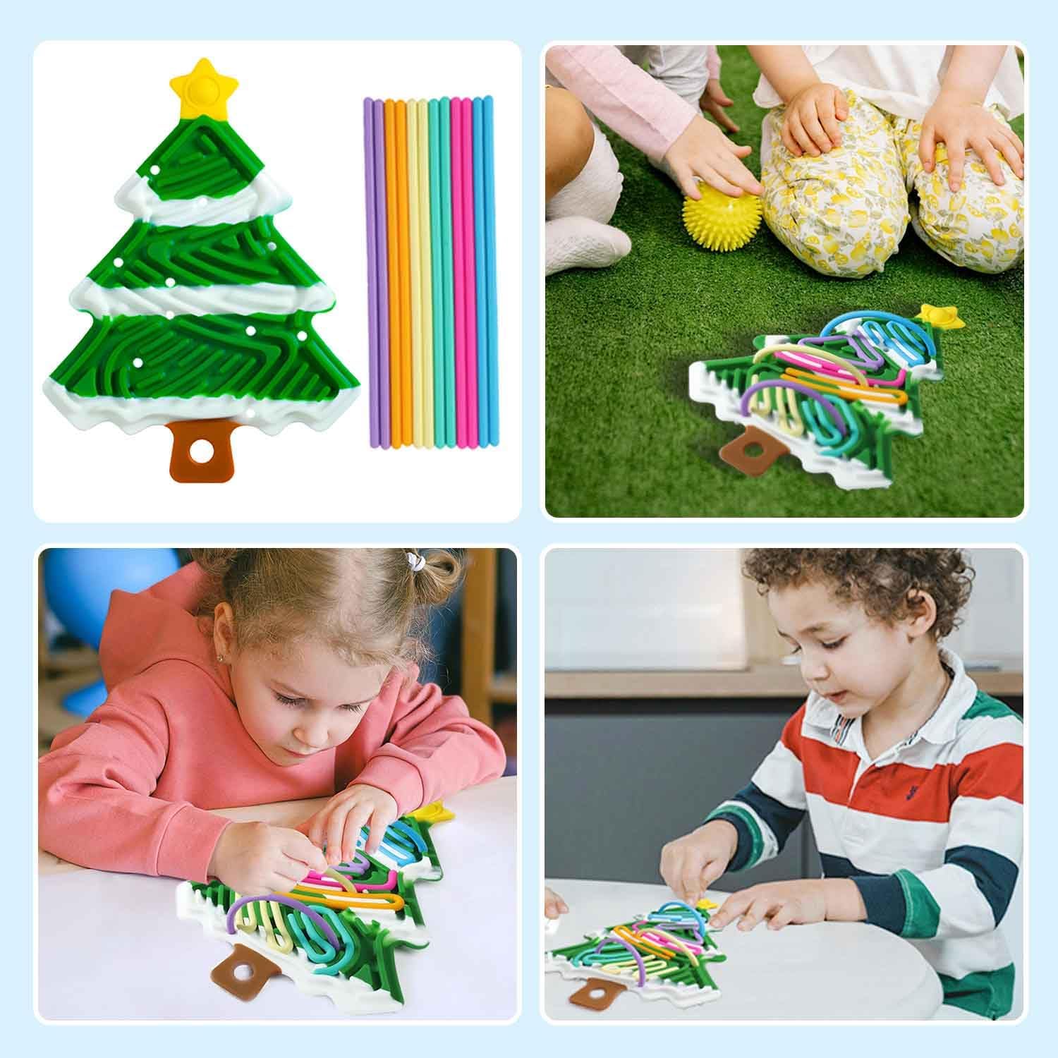 Siliconen Sensorisch Activiteitenbord Fidgetbord in kerstboomontwerp | Anti-stress speelgoed voor kinderen (3+) en volwassenen