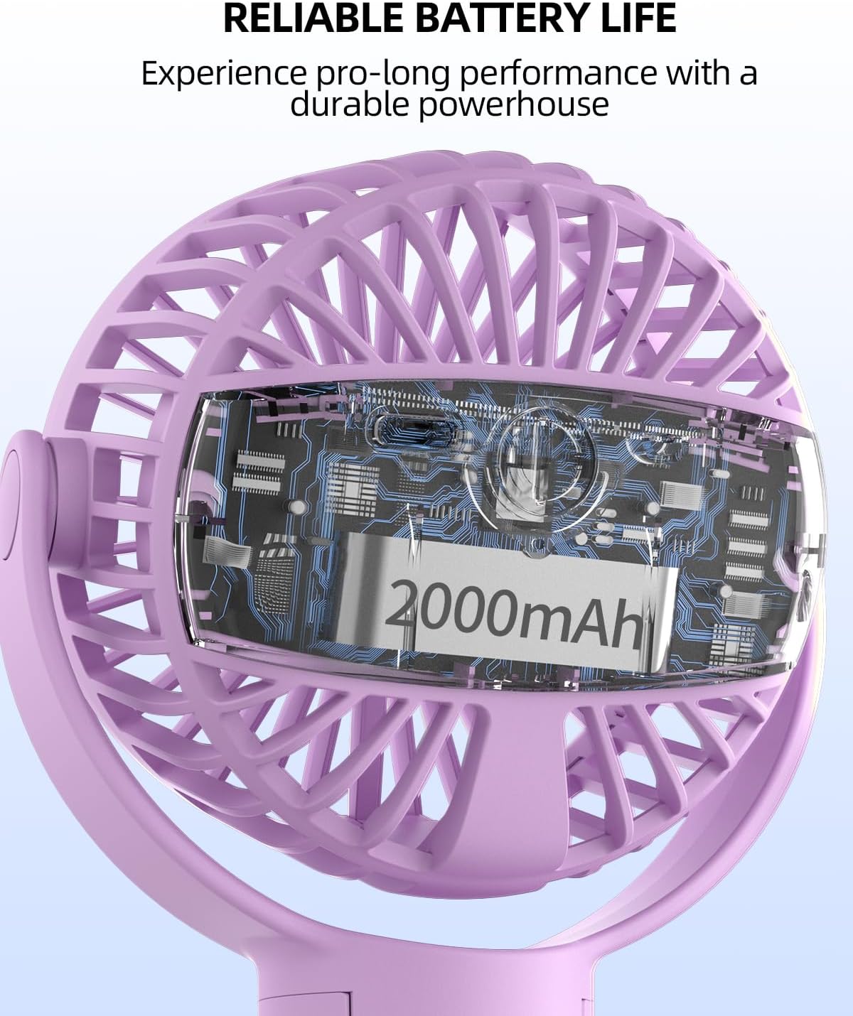 Draagbare kinderwagenventilator|Oplaadbare mini ventilator 360° rotatie 3 snelheden zwart