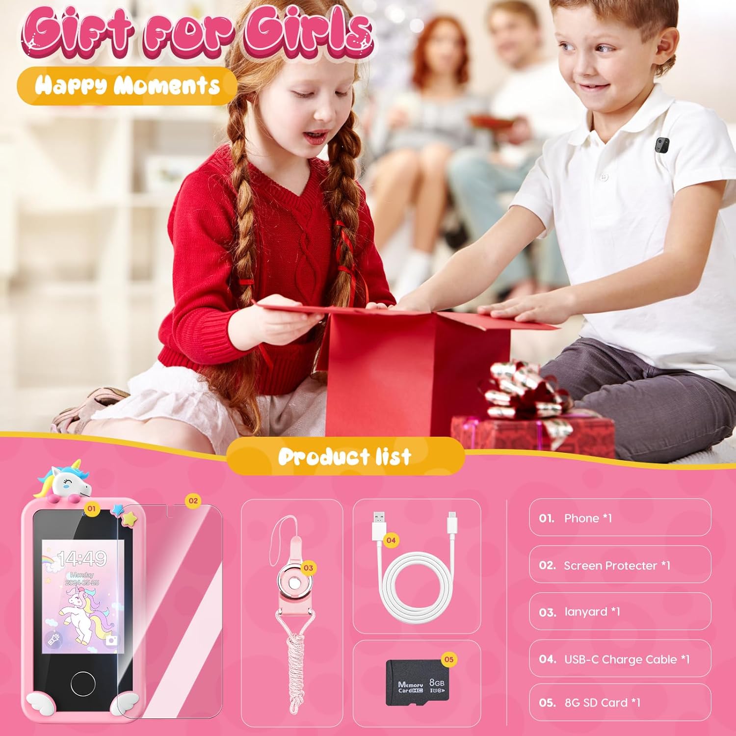 Kids Speelgoed Telefoon | Educatieve Mobiele Telefoon voor Jongens 3-9 Jaar | 16 Leerspellen | Camera & Muziekspeler | Kerstcadeau