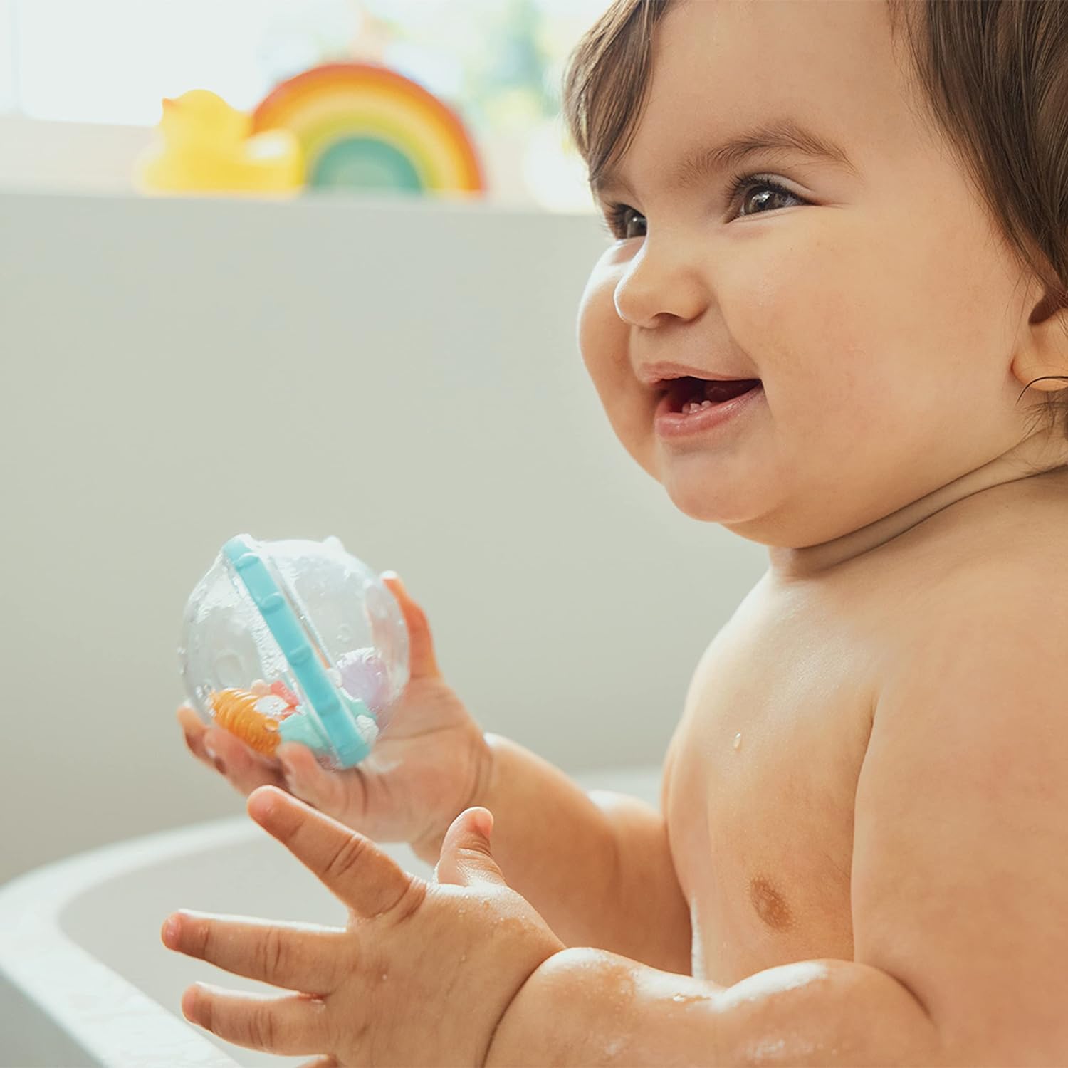 4-Delige Drijvende Bad Speelgoed Set voor Baby’s | Stimuleert Zintuigen Met Getextureerde Ringen & Kleurrijke Bubbels | Veilig en Leuk voor Baby’s van 4+ Maanden