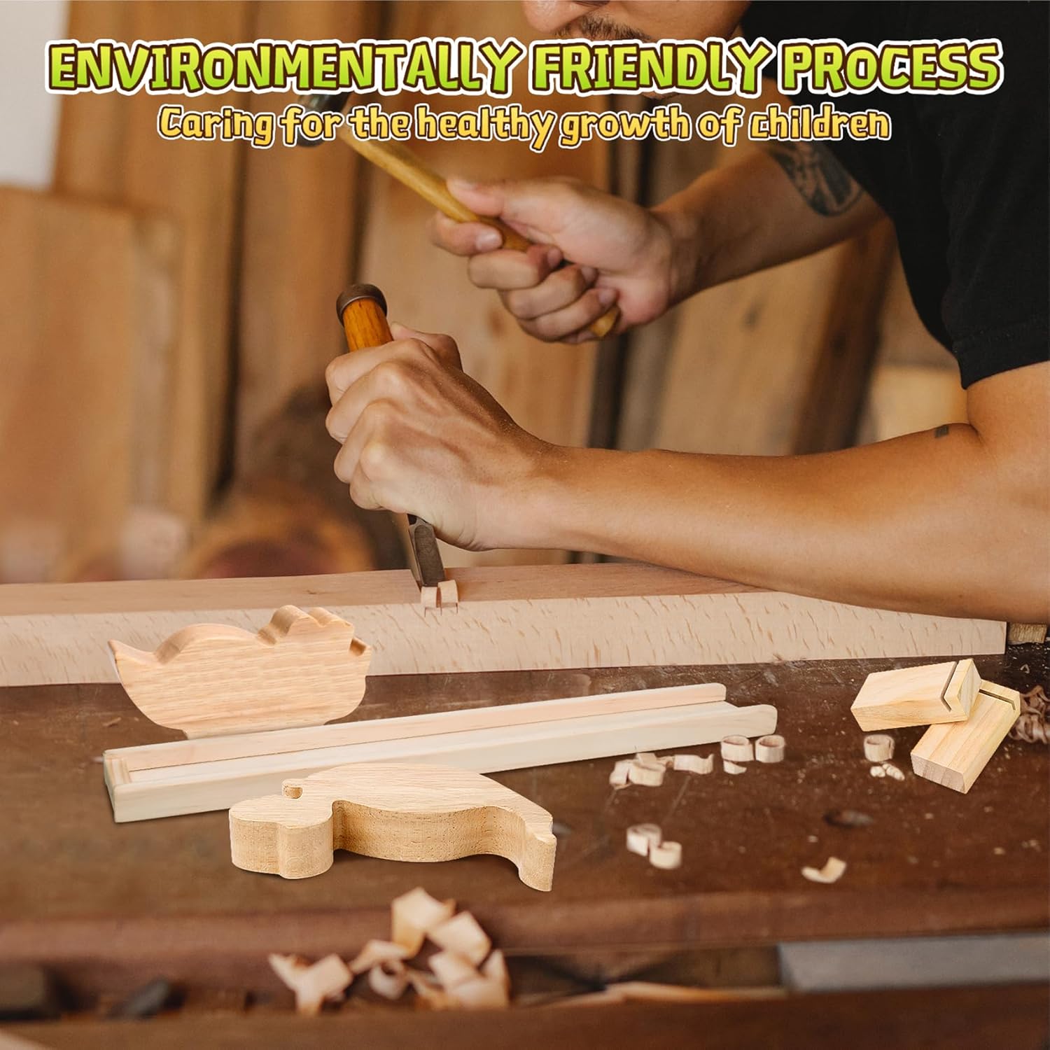 Houten Wandelende Dino Speelgoed | Montessori Fidget Dinosaurus | Speelgoed voor Jongens & Meisjes vanaf 2 Jaar