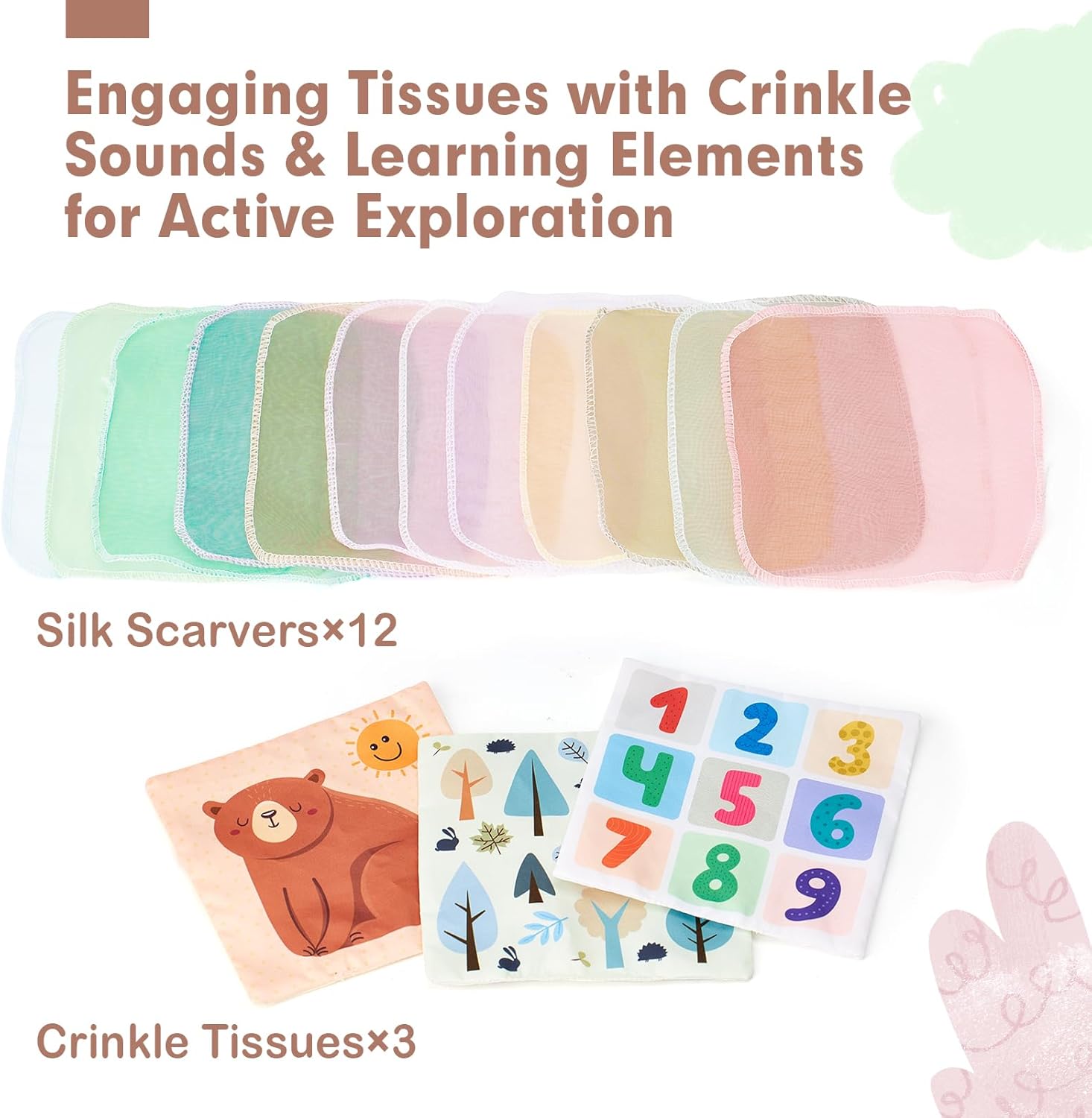 Baby Tissuedoos Speelgoed | Montessori Zintuiglijk Trekspeelgoed | Educatief Cadeau voor Baby’s 6-18 Maanden
