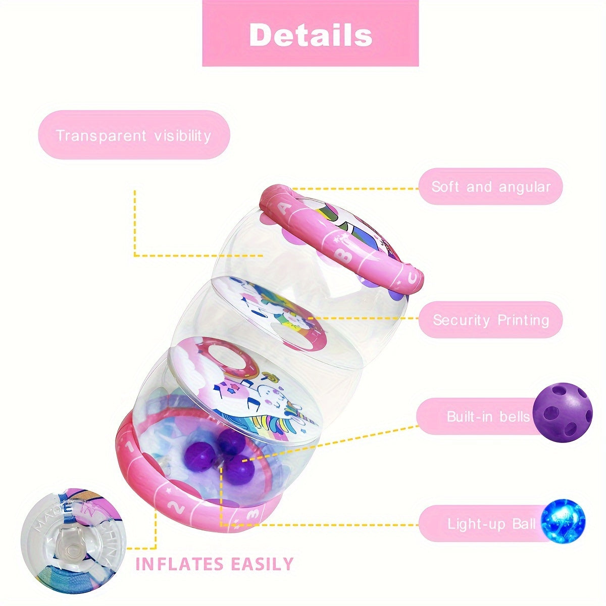 Kruip Activiteitsrol met Rammelaar en Bal | Opblaasbaar Dierlijk Kruiptrainingsspeelgoed voor Baby's van 8 tot 12+ Maanden