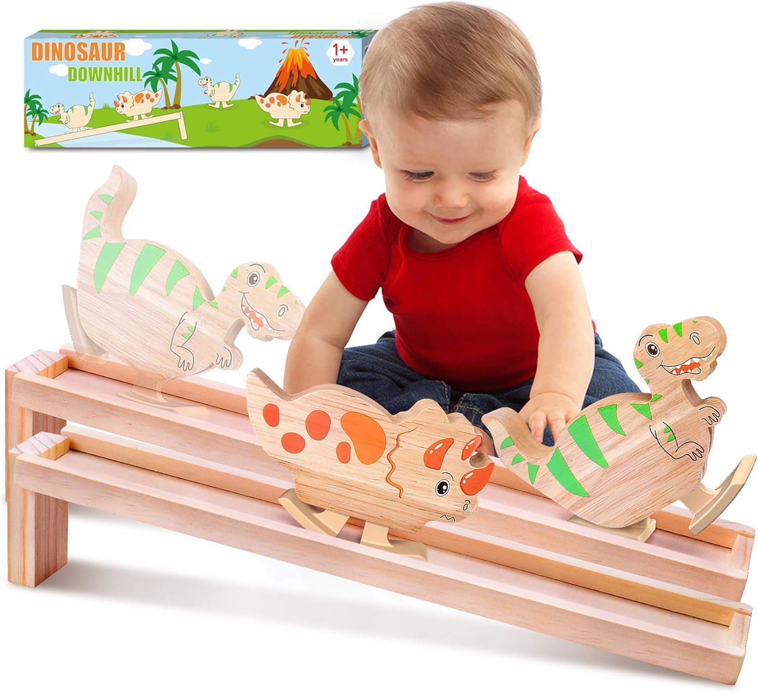Houten Wandelende Dino Speelgoed | Montessori Fidget Dinosaurus | Speelgoed voor Jongens & Meisjes vanaf 2 Jaar