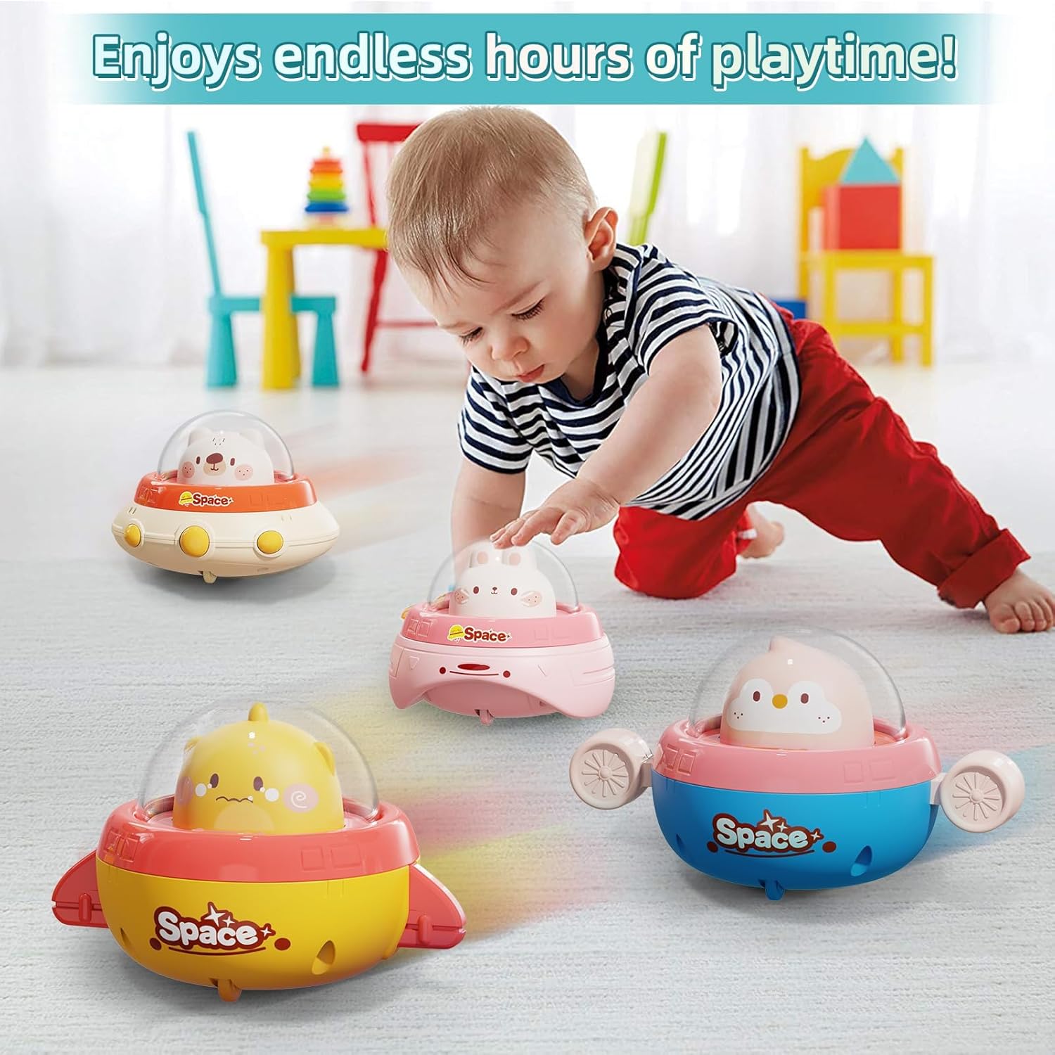 Dier-Thema Druk & Ga Auto's | Baby Speelgoed 6-36 Maanden | Perfect voor Reizen of Speeltijd