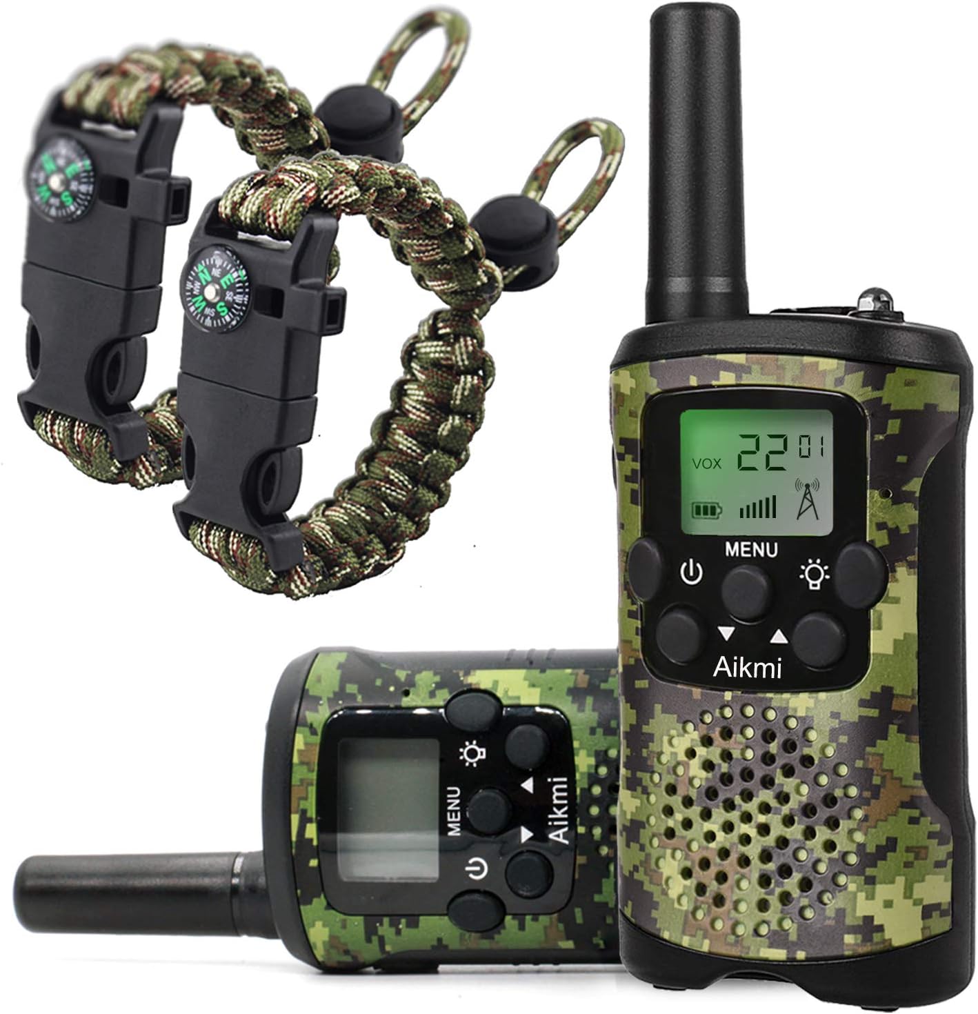 Kinderen Walkie Talkies | 22 Kanalen | 3 Mile Bereik | Duurzaam | Groene Camouflage | 6+ Jaar