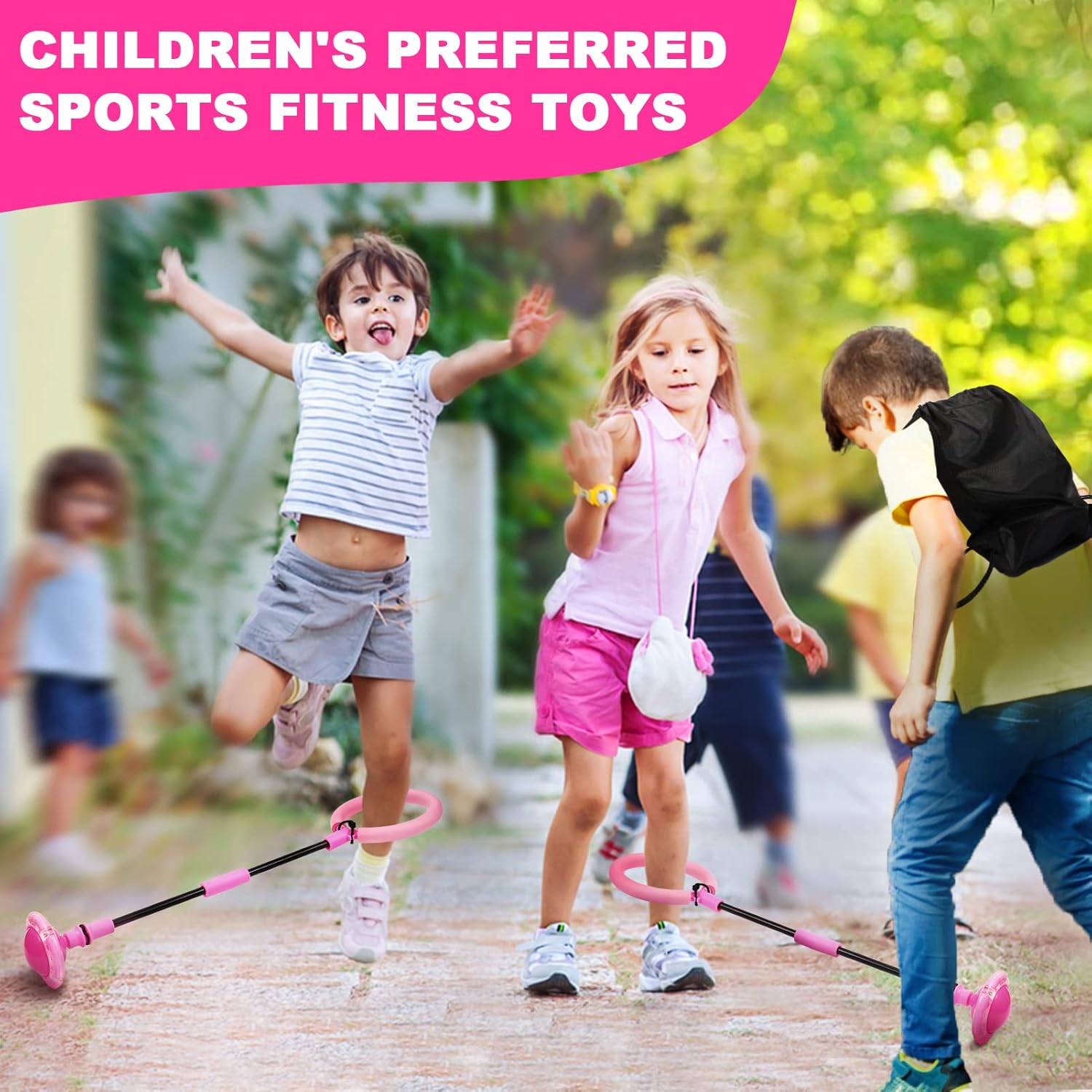 Springbal met lichtwiel | Opvouwbare kleurrijke fitnessbal voor kinderen & volwassenen