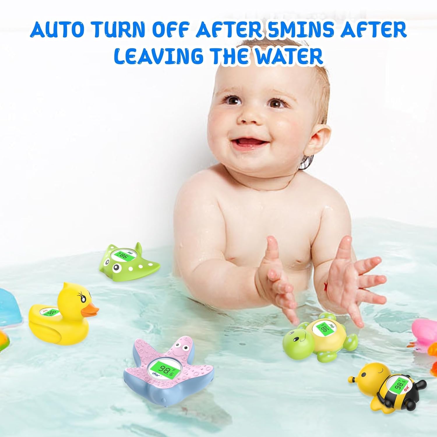 Baby badthermometer digitaal|Waterthermometer met 3 kleuren display en veiligheidswaarschuwing