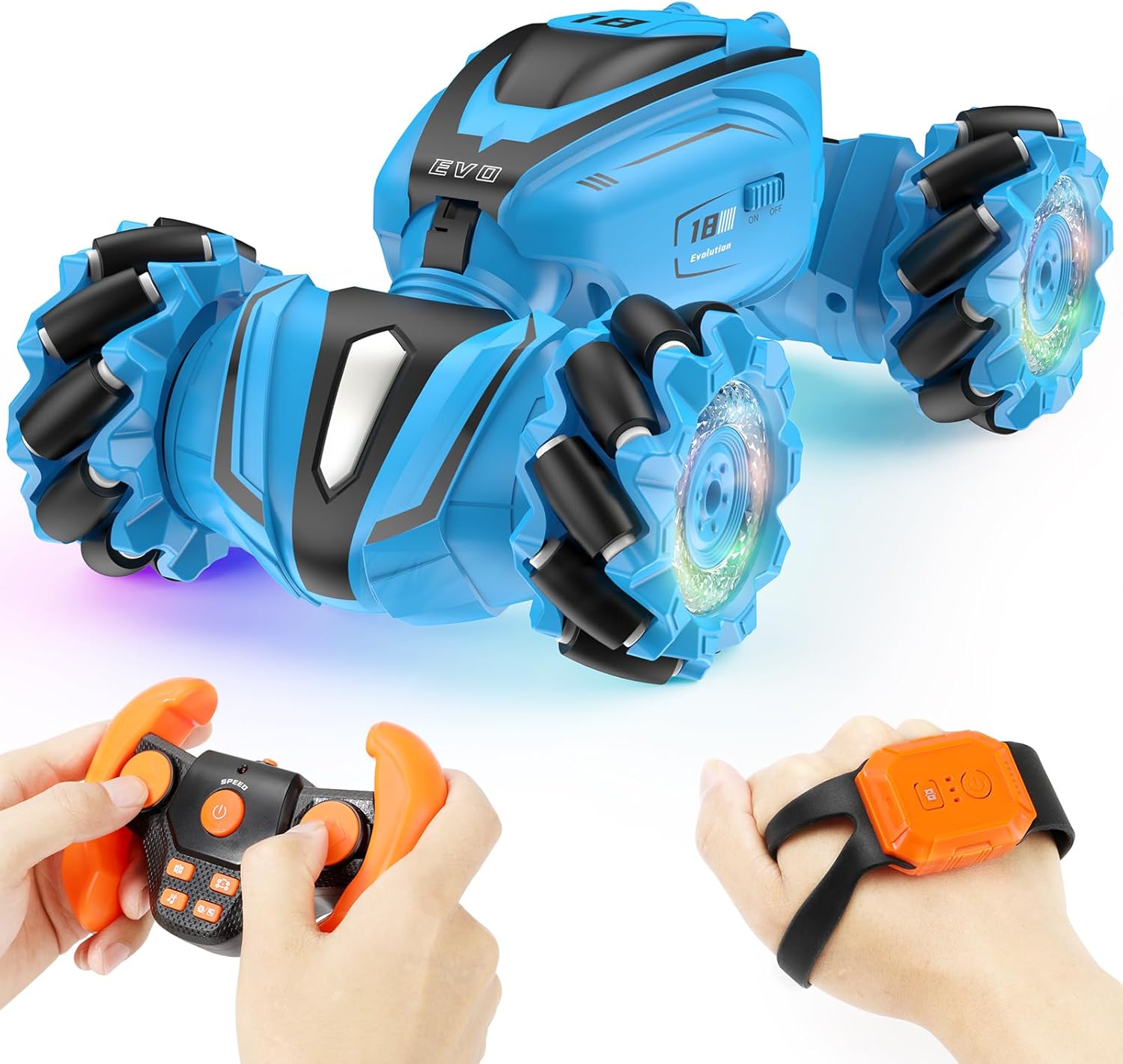 High-Speed Stunt RC Auto voor Jongens | 360° Flip & Drift | Gebarenbesturing, 2.4GHz Oplaadbare RC Auto | Ideaal Verjaardagscadeau voor Kinderen 6+