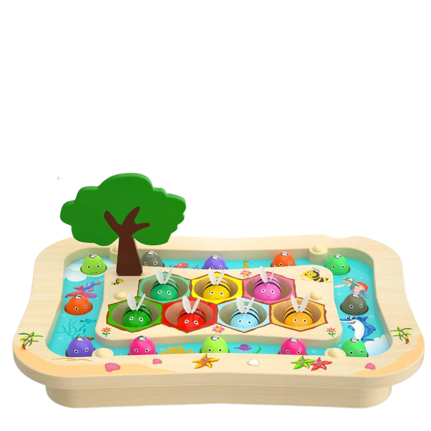 Montessori Houten Speelgoed | Magnetisch Visspel & Kleuren Sorteren | Educatief Peuterspeelgoed 2-4 Jaar